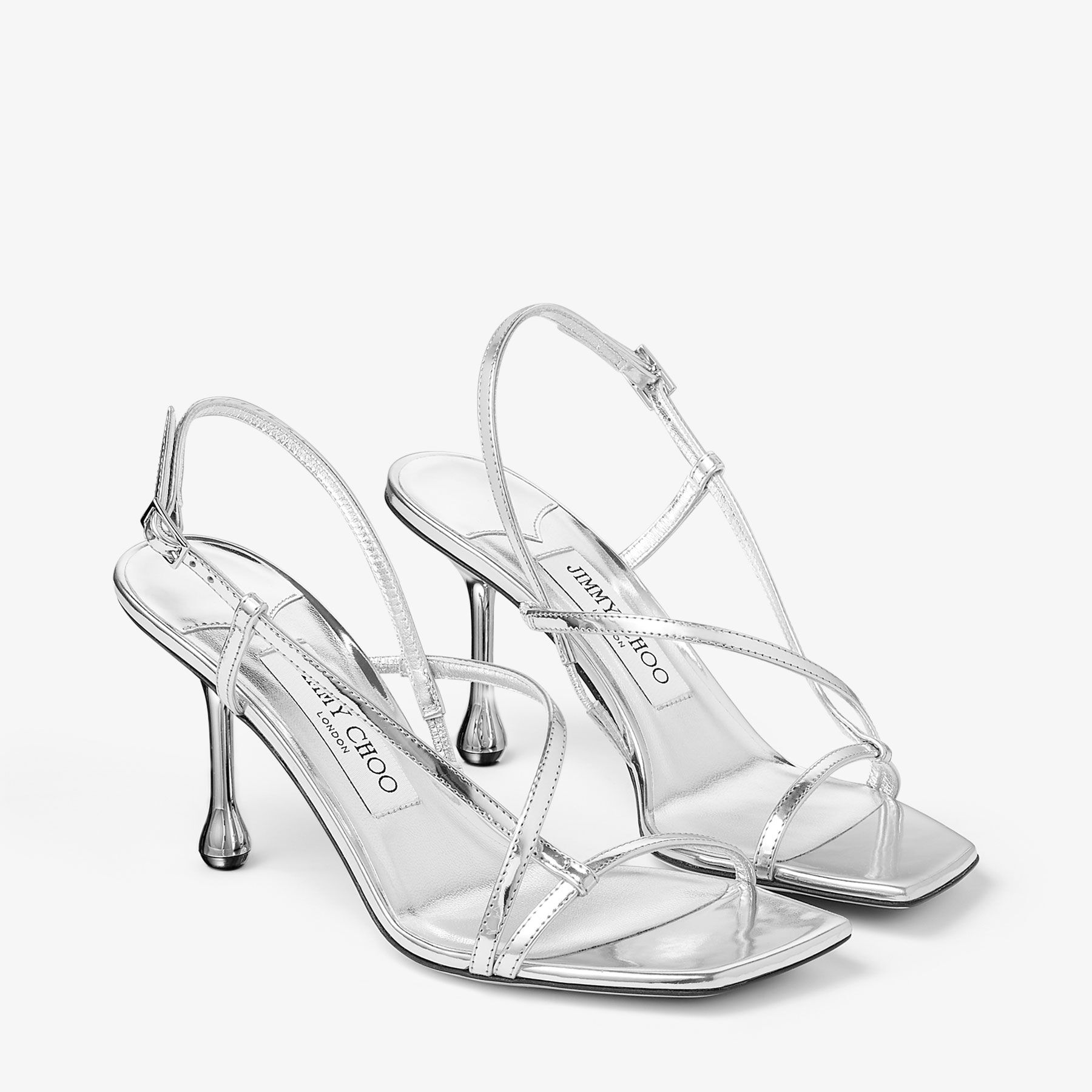 Etana 80 Silver Metallic Leather Sandals
