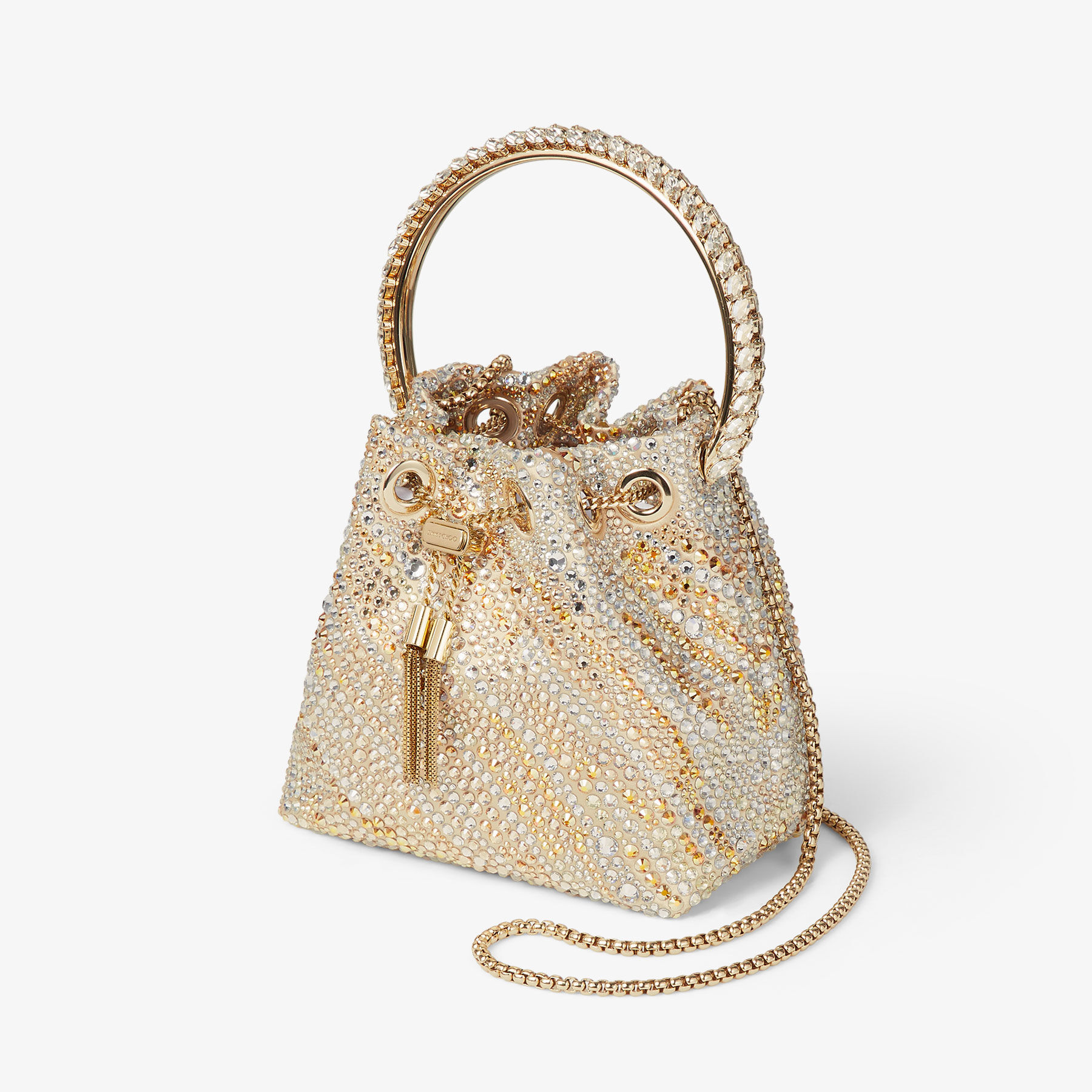 Bon Bon Gold Satin Crystal Handbag