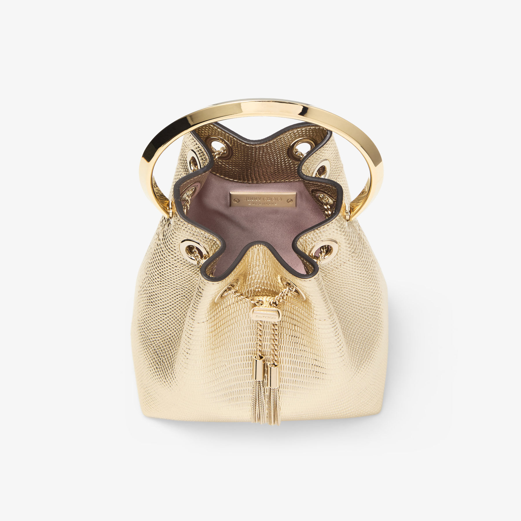 Bon Bon Gold Lizard Printed Leather Bag