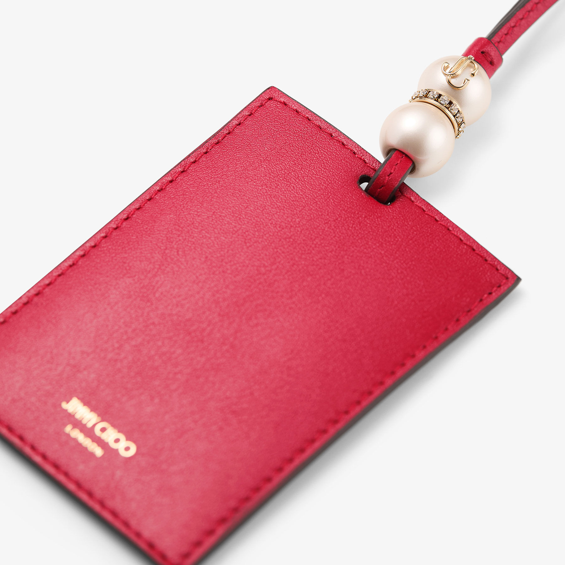 Cardholder With Spheres Ruby Red Leather Card Holder