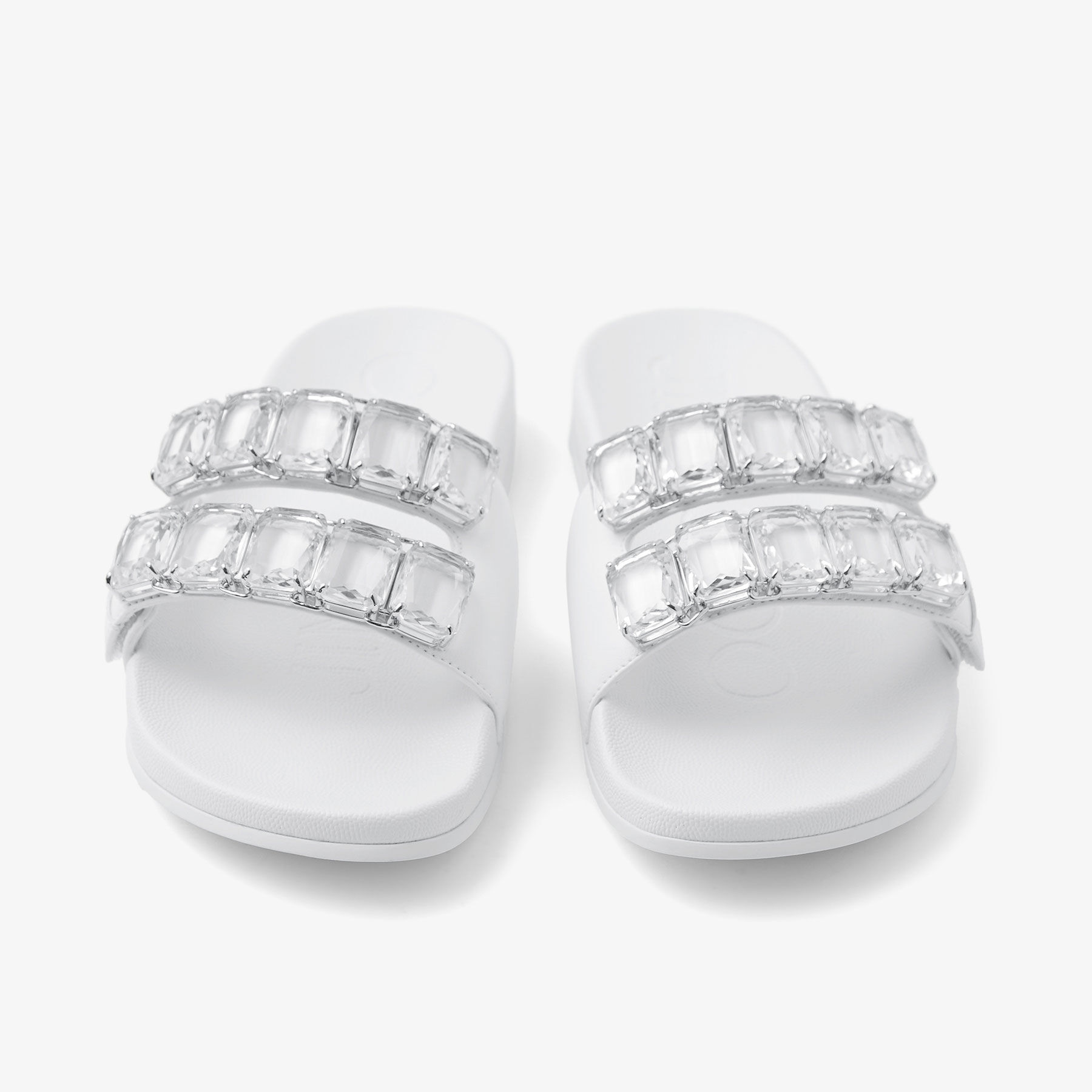 Fitz Crystal White Nappa Leather Crystal Slides
