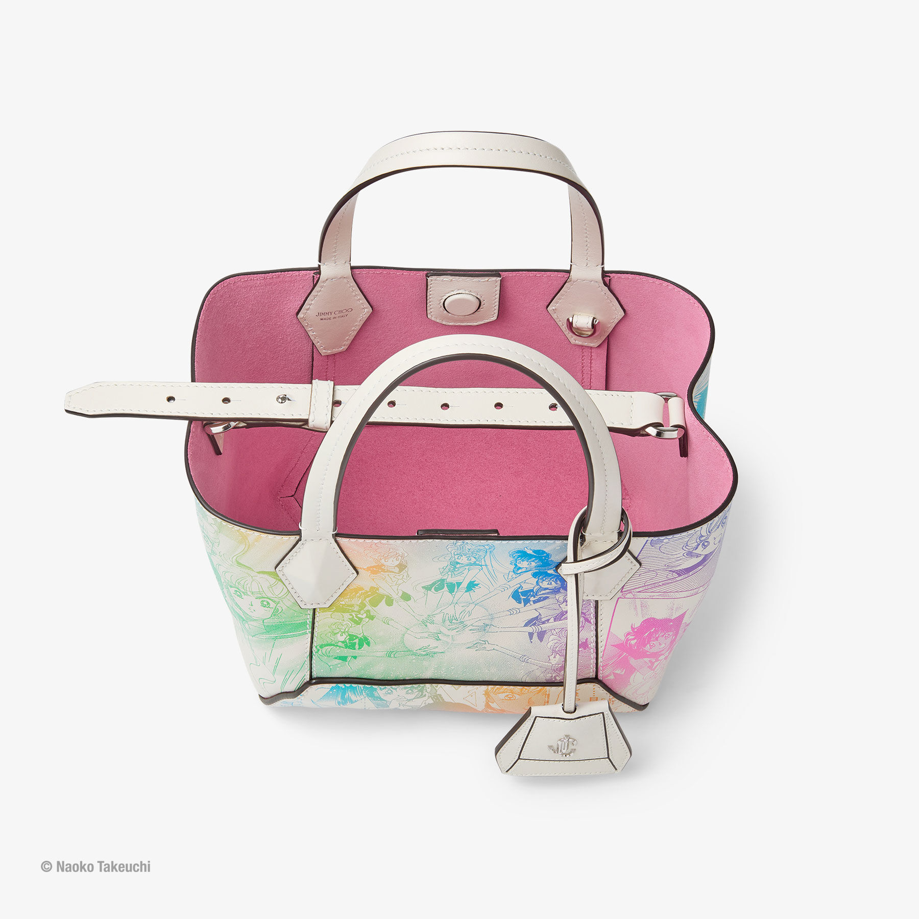 Sailor Guardians  Diamond Tote/S White Manga Print Leather Tote Bag