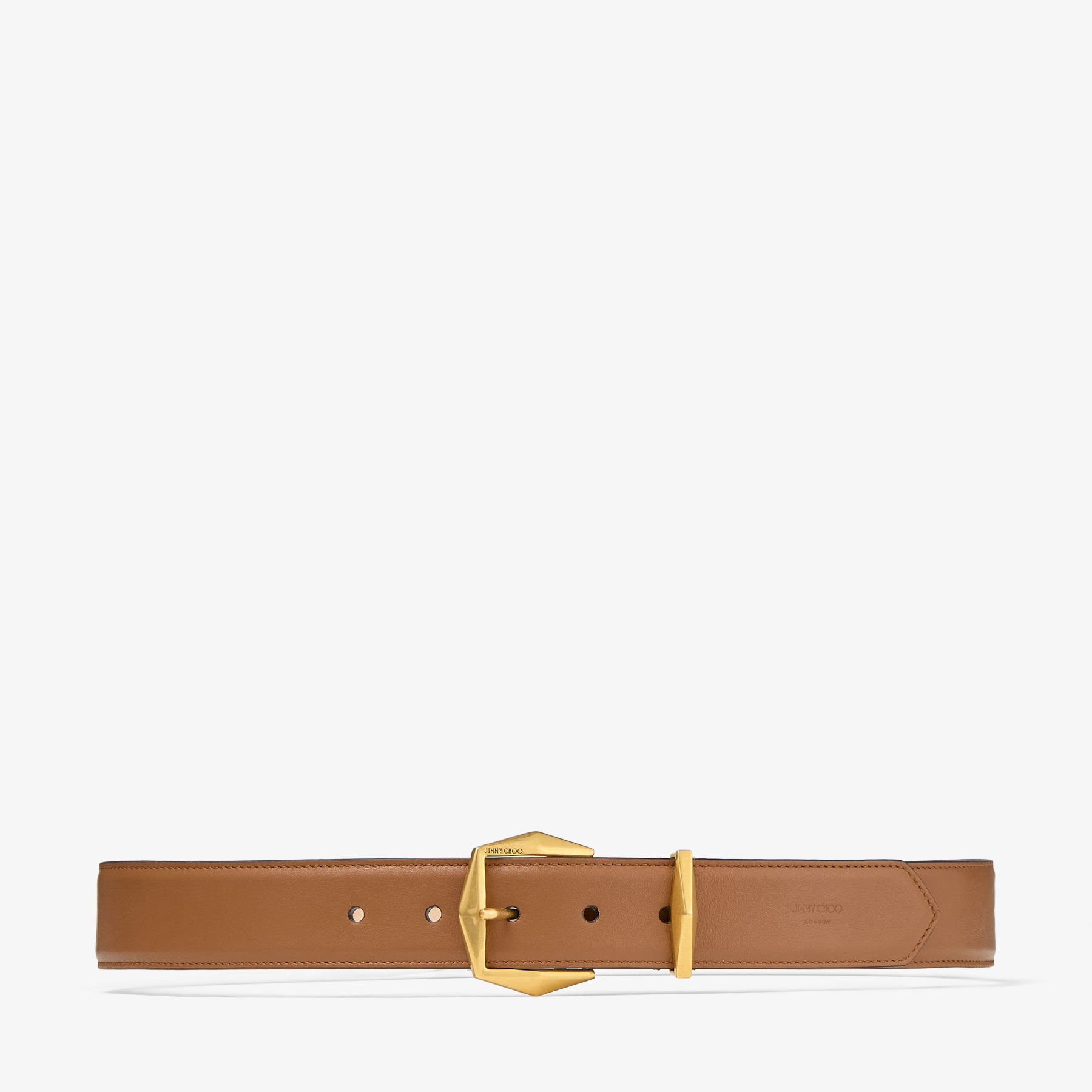 Diamond Buckle Belt Tan Leather Diamond Belt