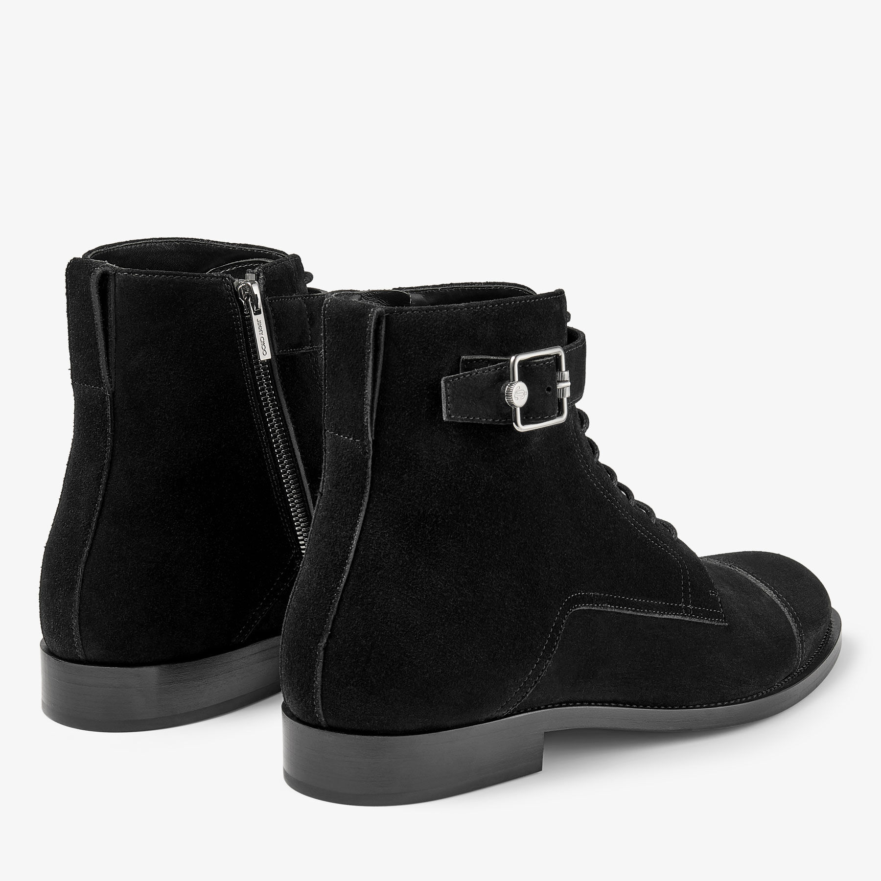 Finnion Lace Up Boot Black Velvet Suede Boots