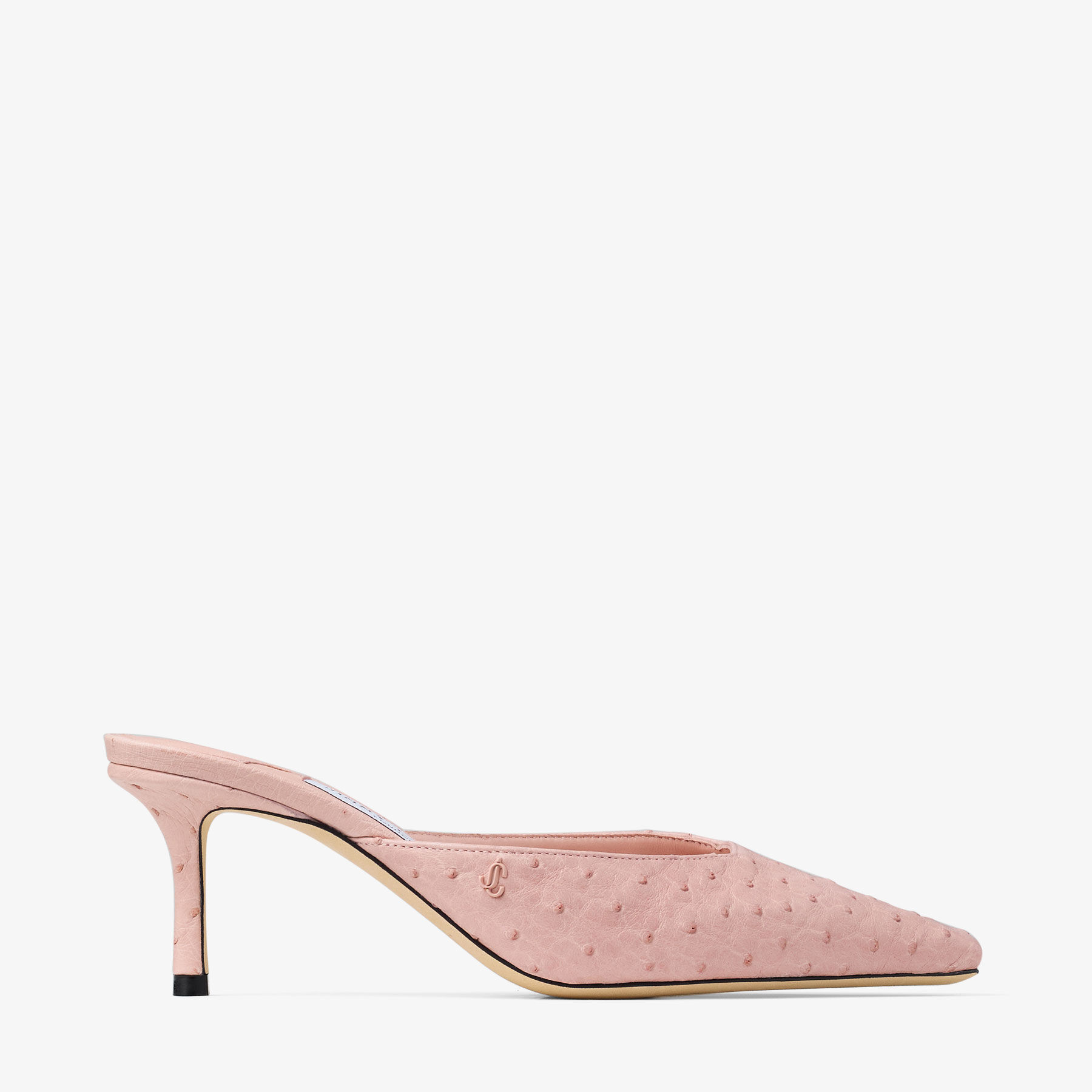 Vivi 65 Rose Ostrich Leather Mules