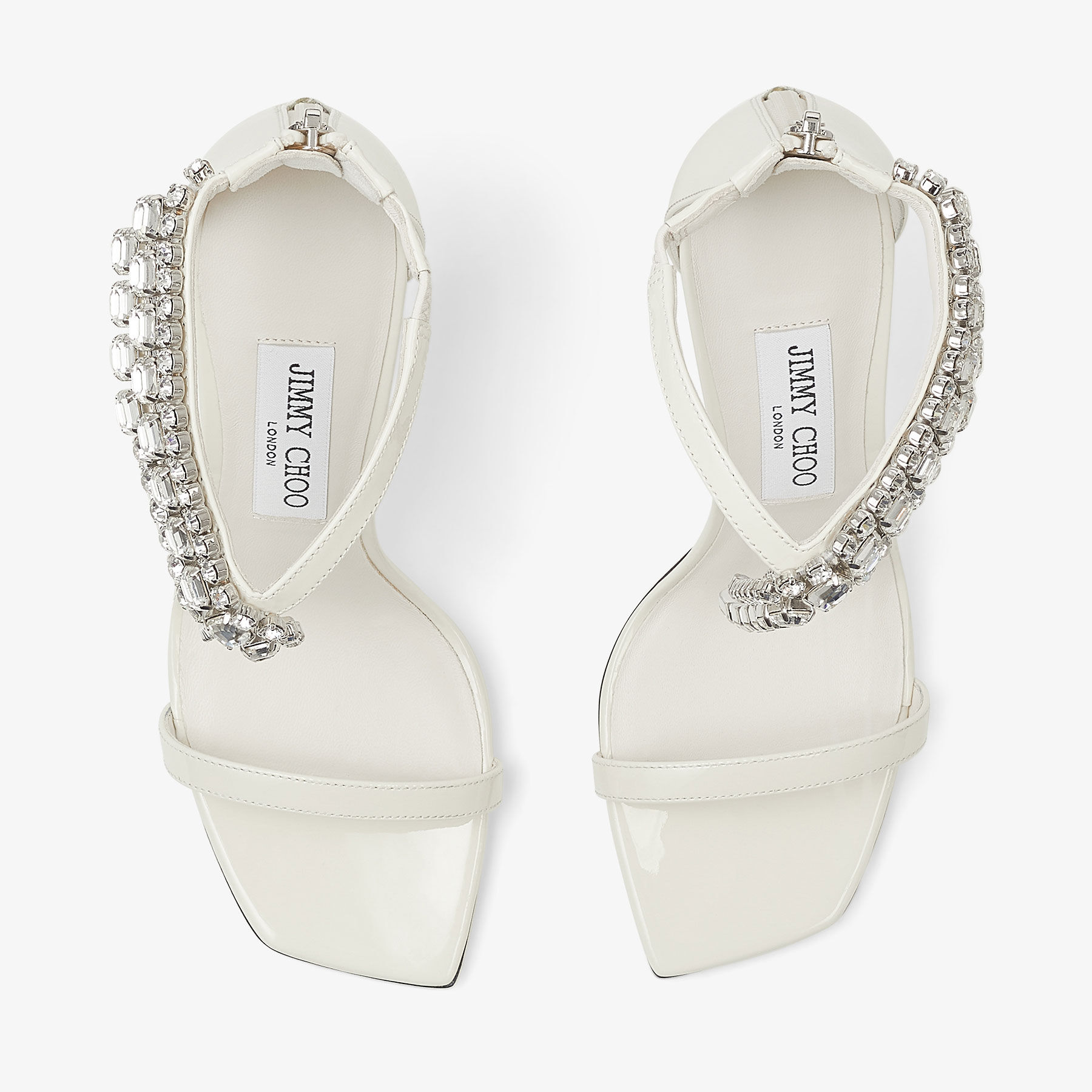 Verity Sandal 100 Latte Patent Leather Crystal Sandals