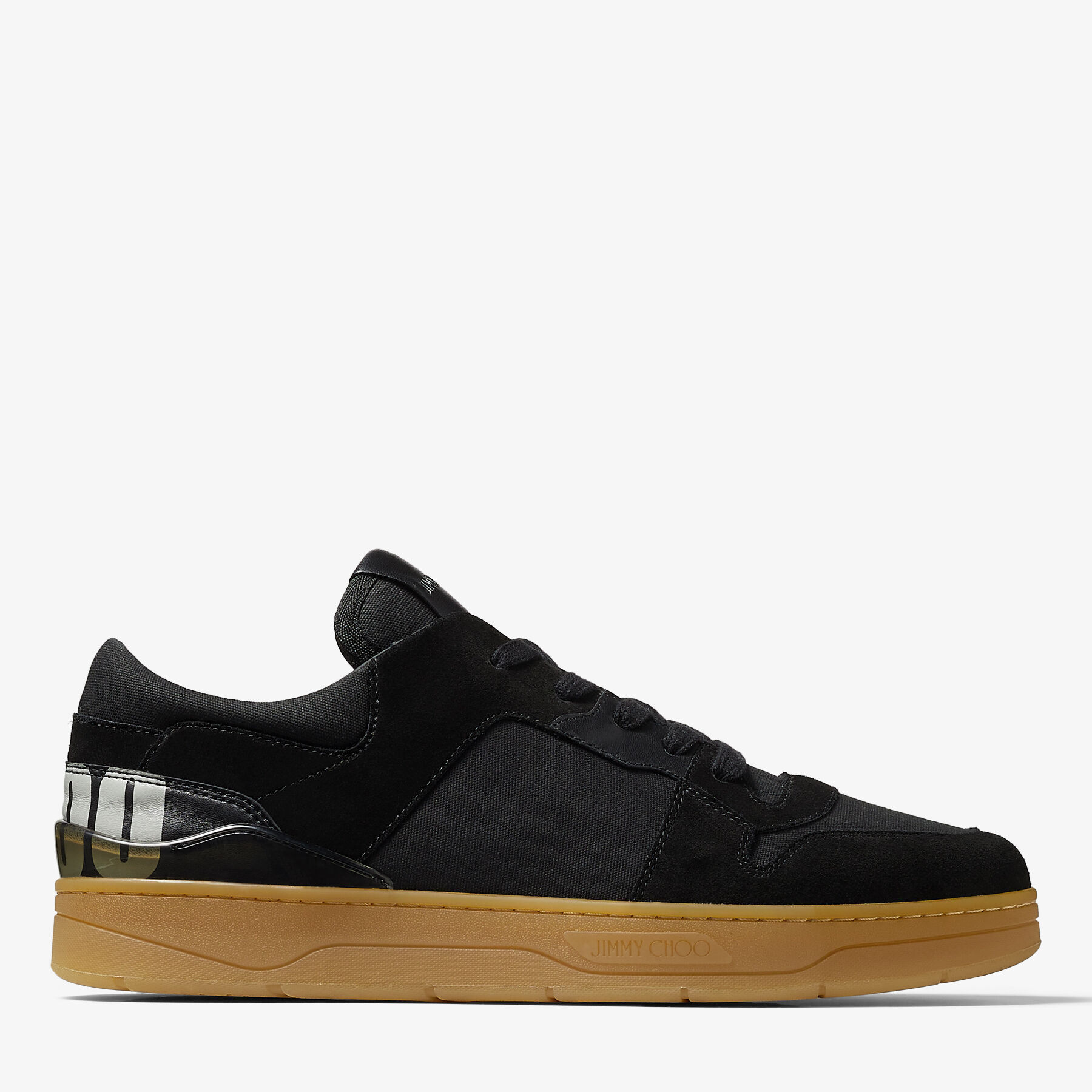 Florent M Black Crosta and Canvas Trainers with Choo Lettering