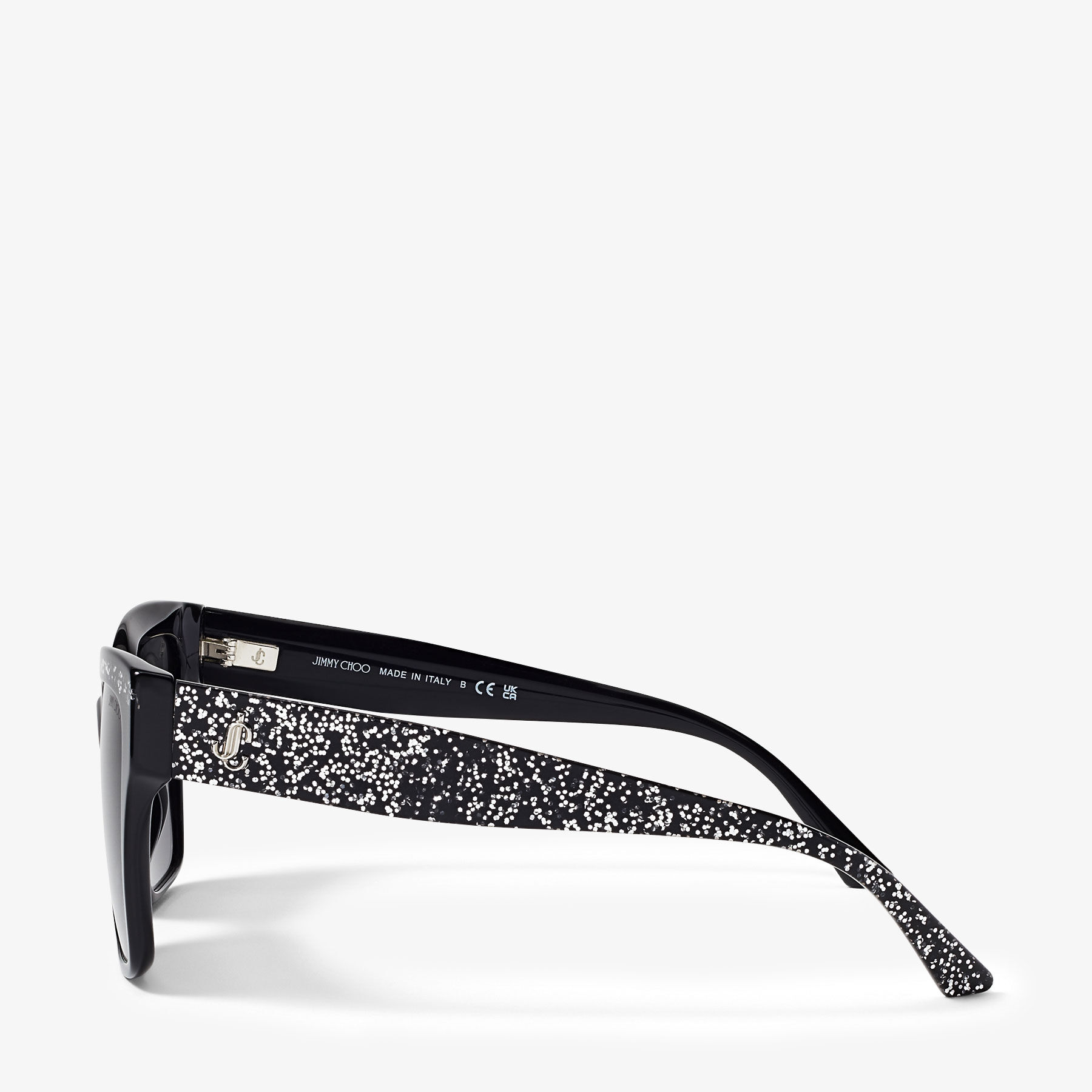 Giava Black Glitter Square Sunglasses