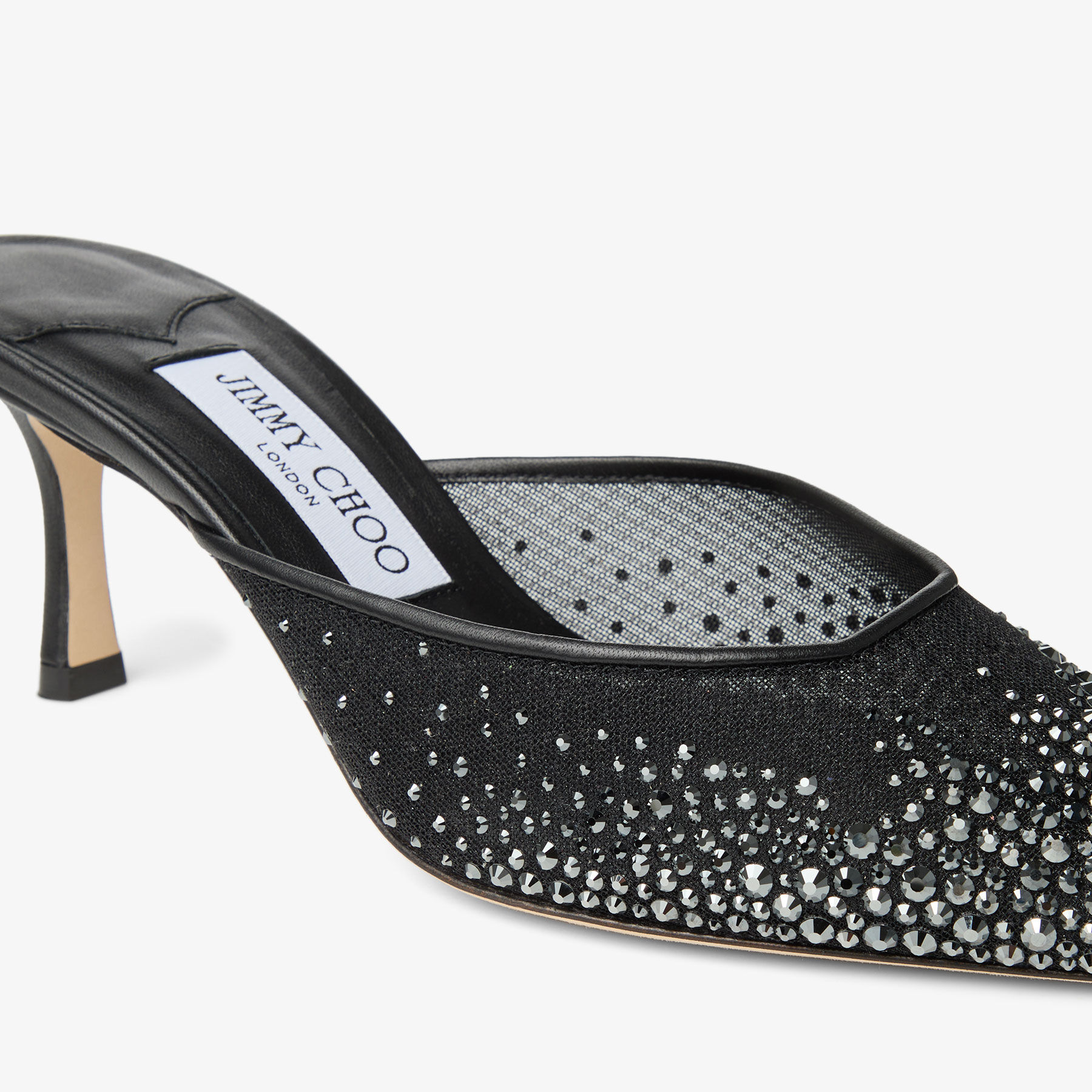 Vivi 65 Black Crystal Mesh Mules