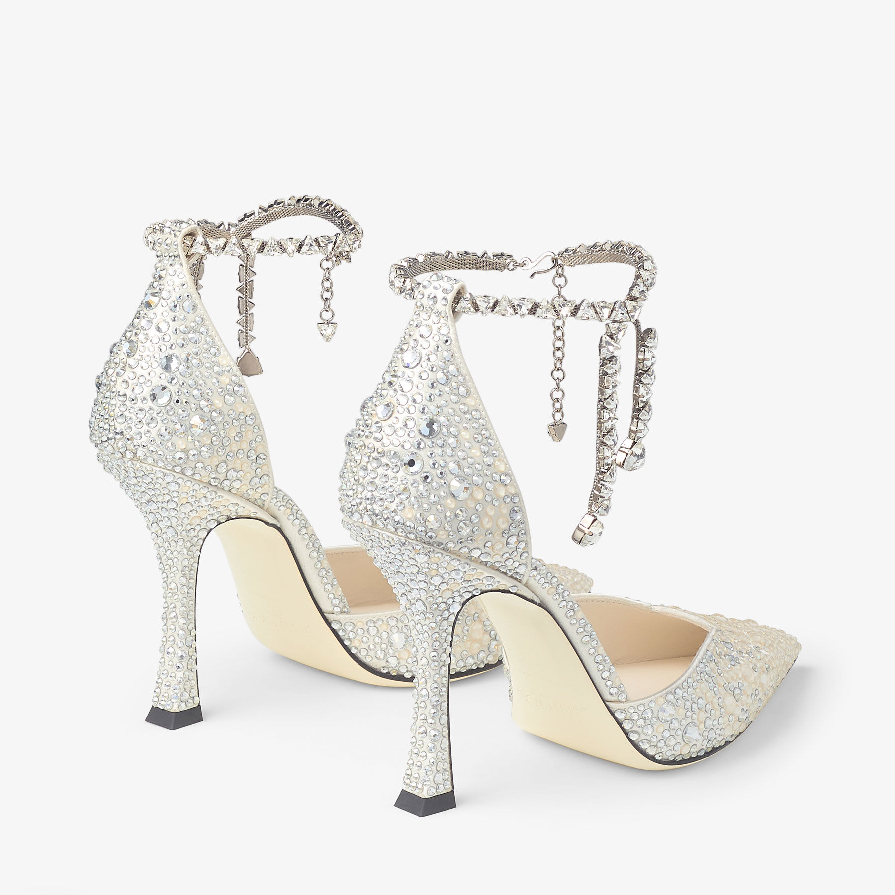 Stevie 100 Ivory Satin Crystal Pumps