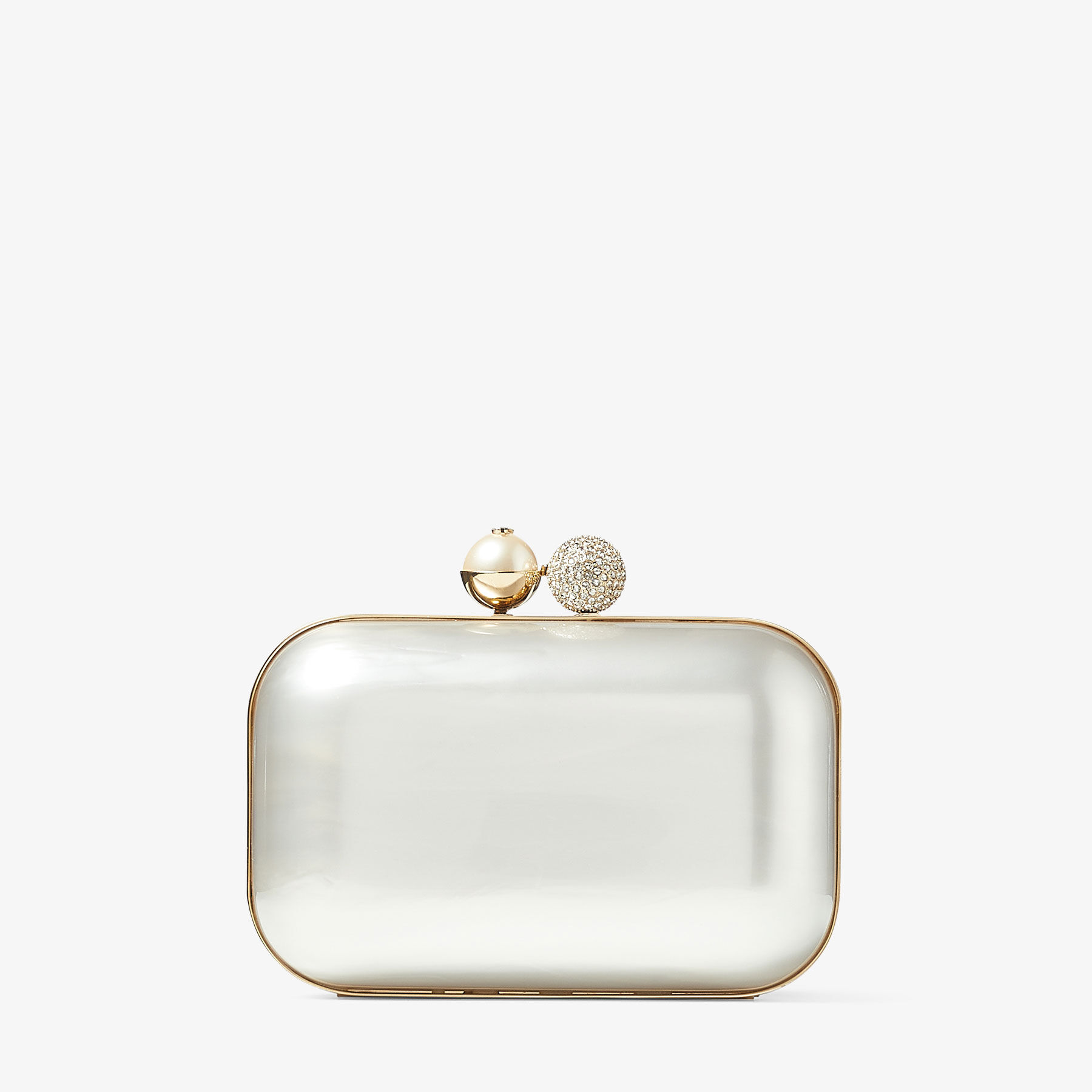 Cloud Ivory Mother of Pearl Clutch Bag with Crystal Clasp