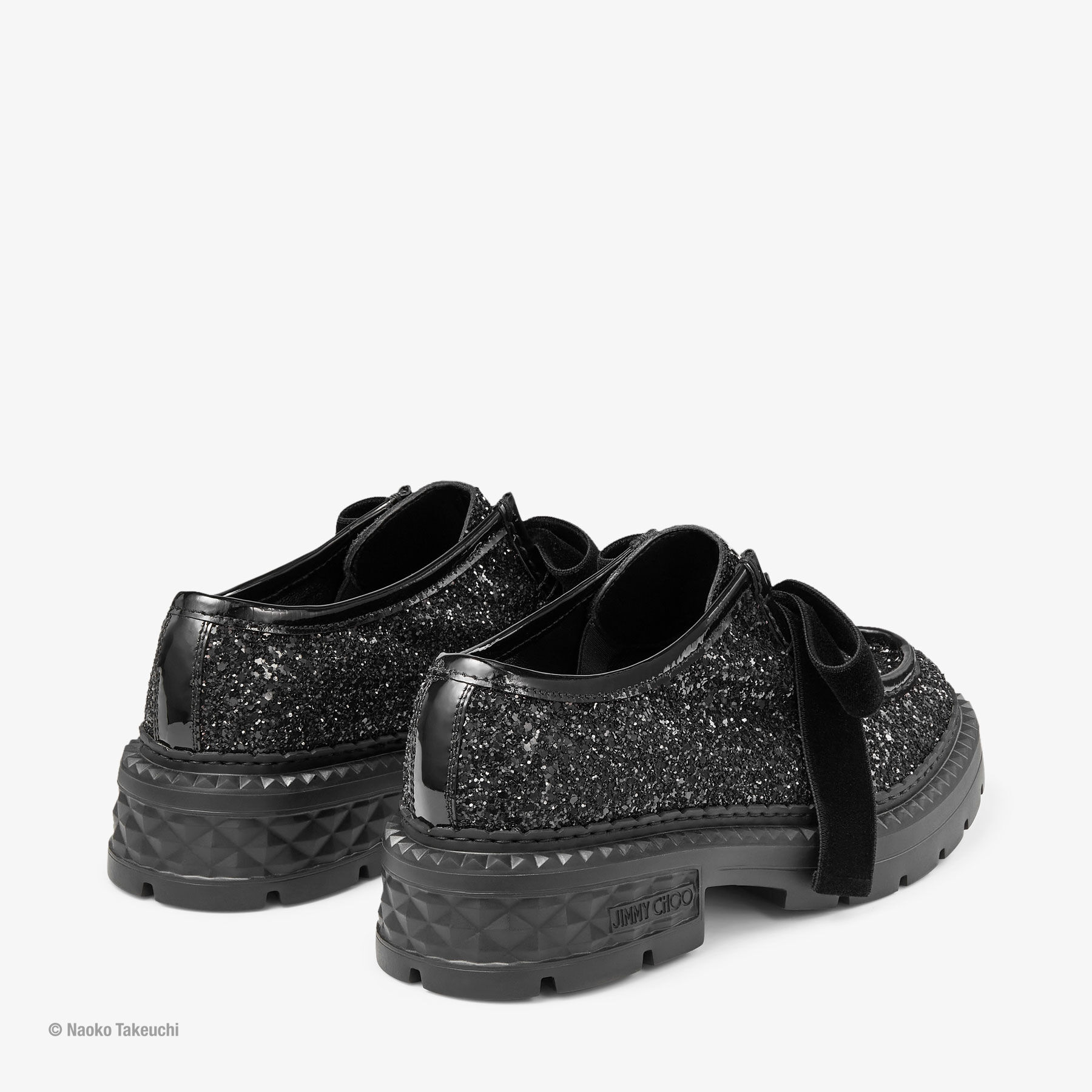 Luna Marlow Moccasin Black Glitter Loafers