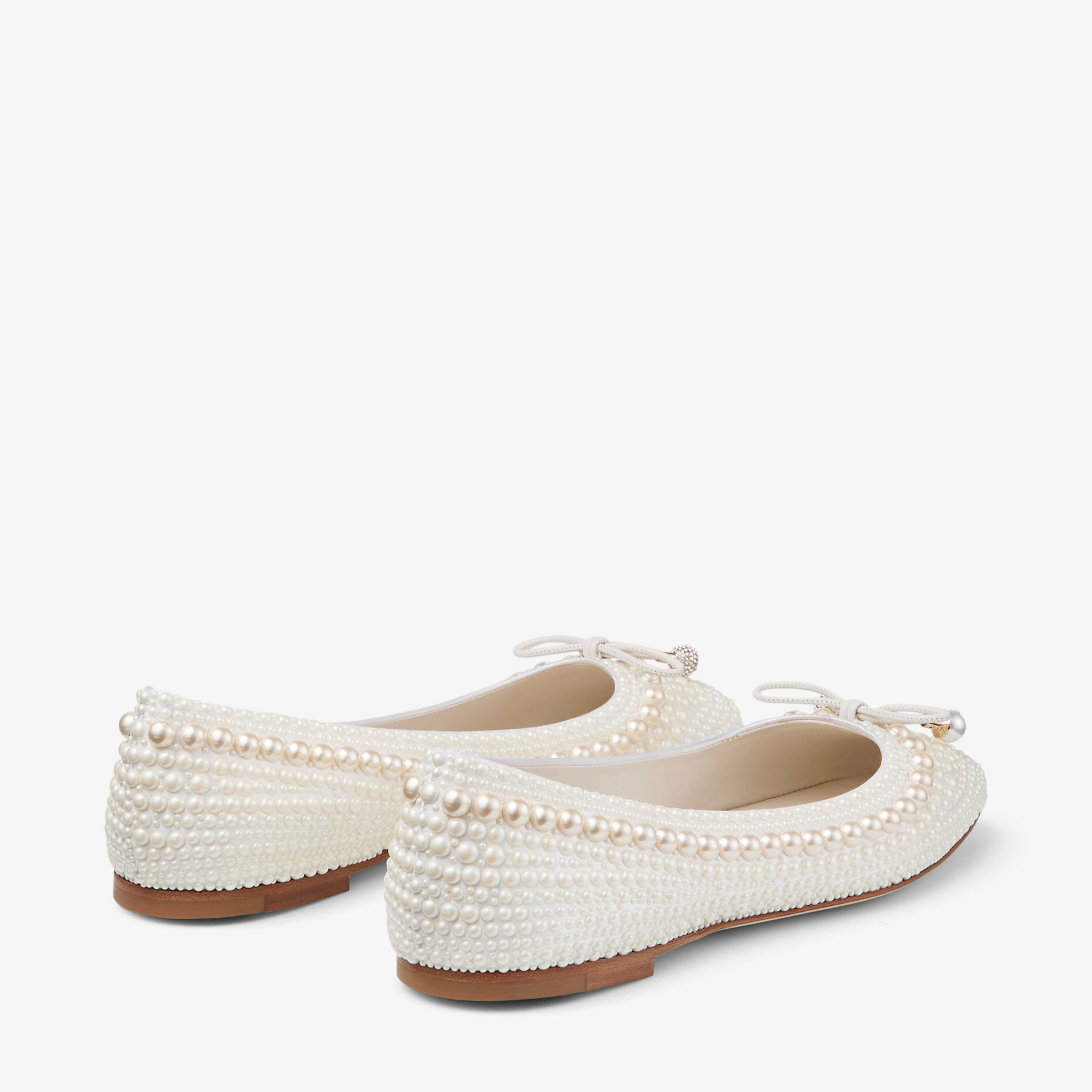 Elme Flat White Satin Pearl Flats