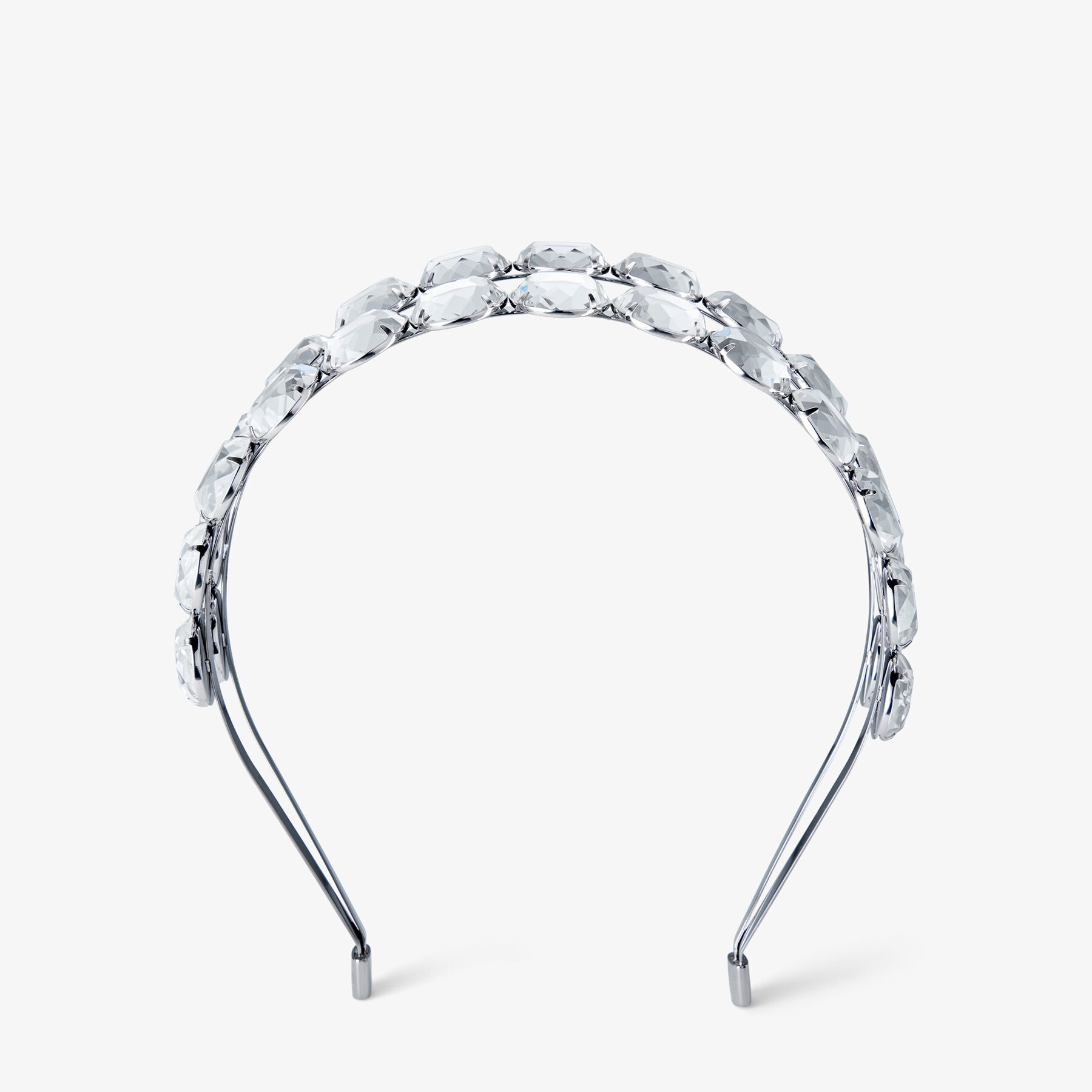 Double Row Headband Silver-Finish Crystal Headband