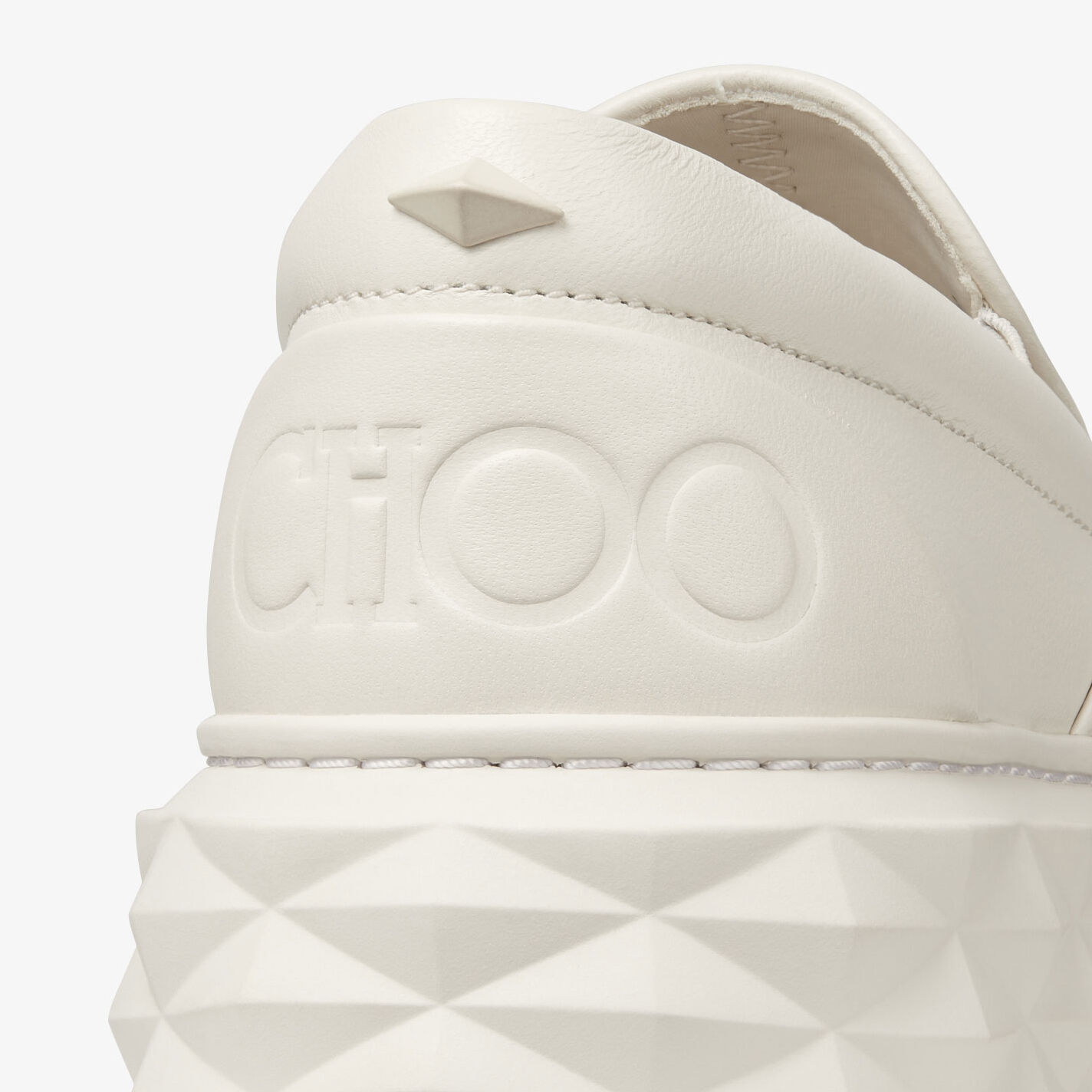 Diamond Slip On M Latte Embossed Leather Slip On Trainers