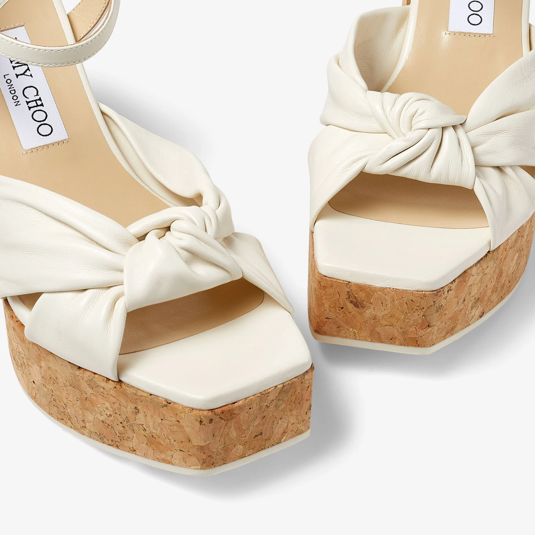 Heloise Wedge 95 Latte Nappa Leather Platform Sandals