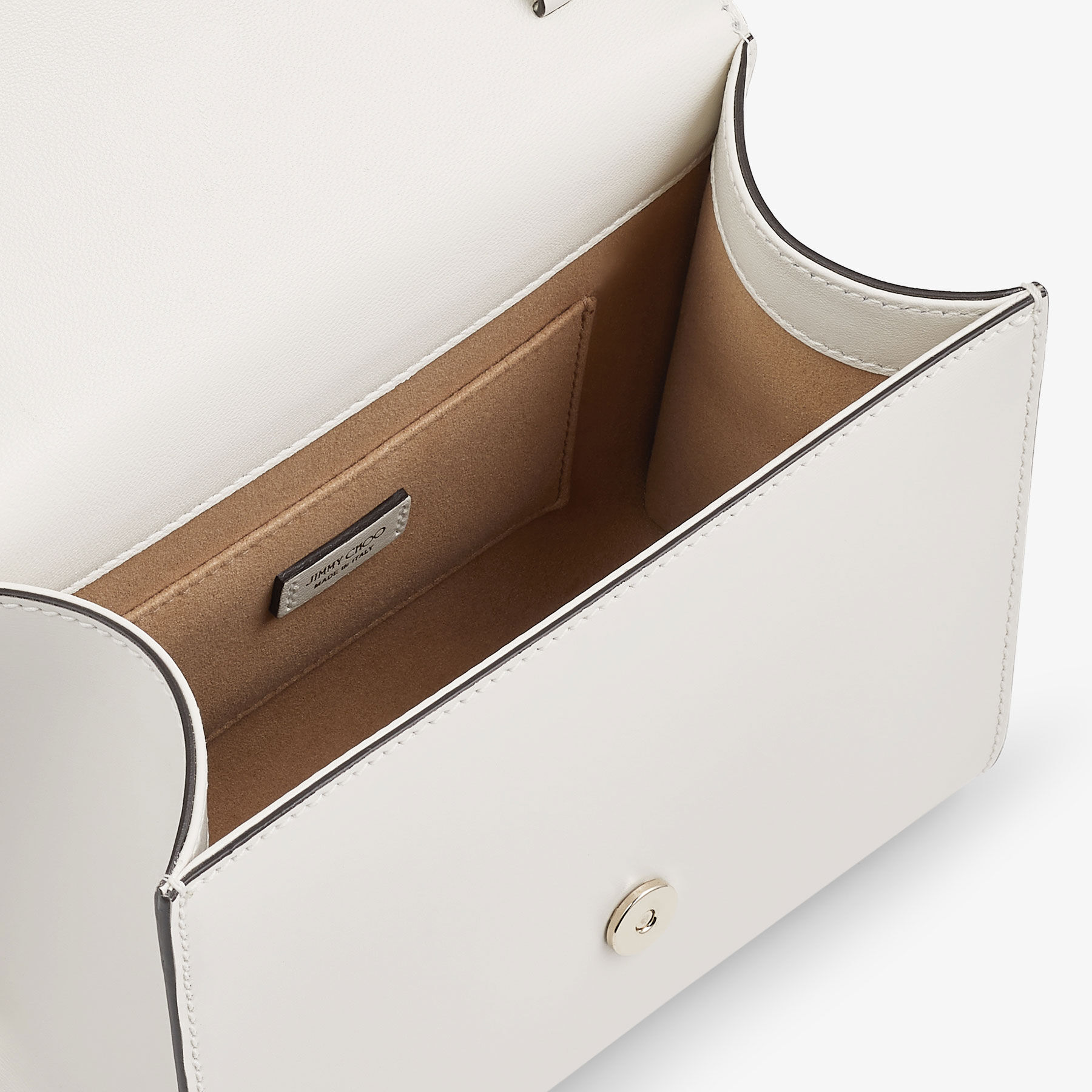 Avenue  Top Handle S Latte Box Leather Top Handle Bag with Pearls