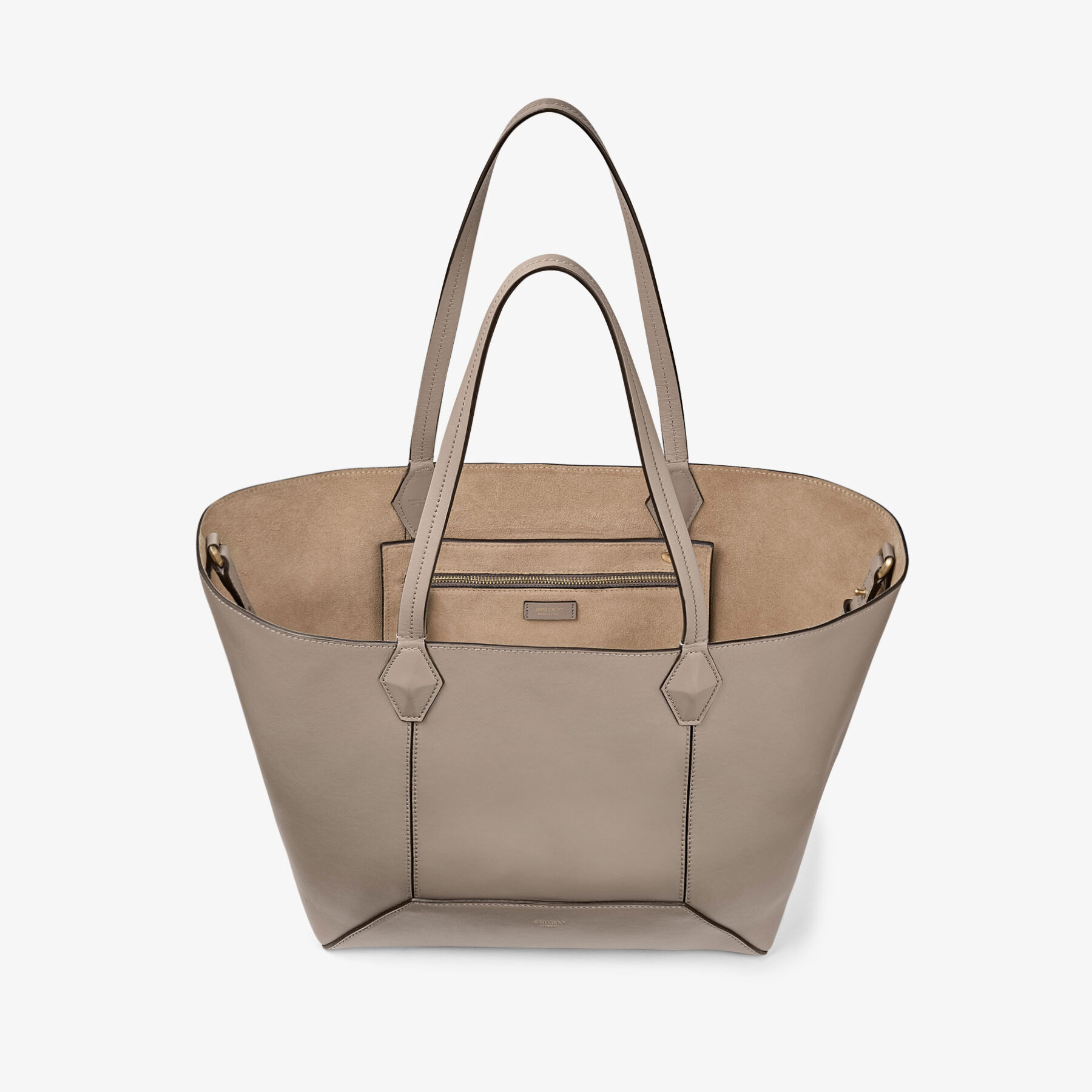 Diamond Tote M Taupe Calf Leather Tote Bag