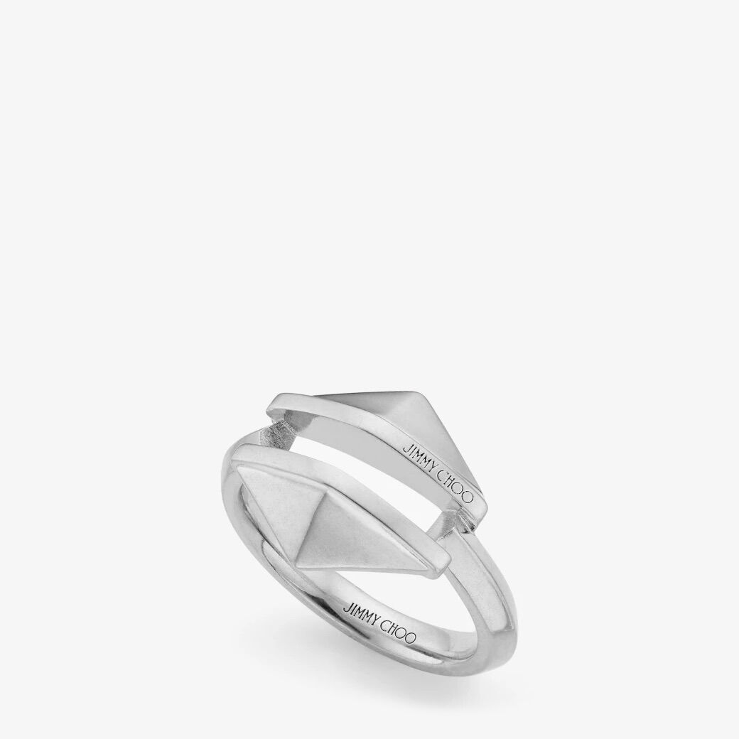 Diamond Link Ring Silver Finish Ring