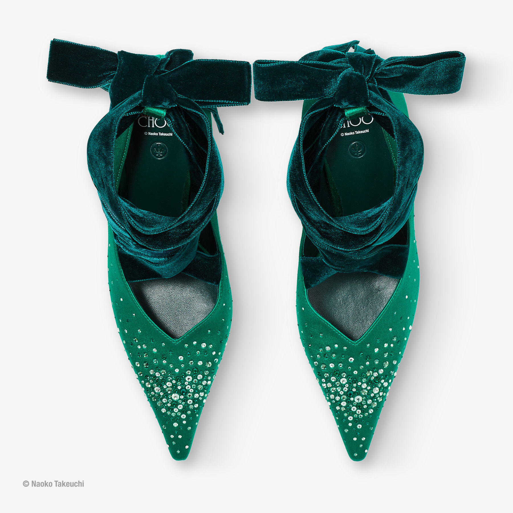 Sailor Neptune Pump 80 Emerald Green Satin Crystal Pumps