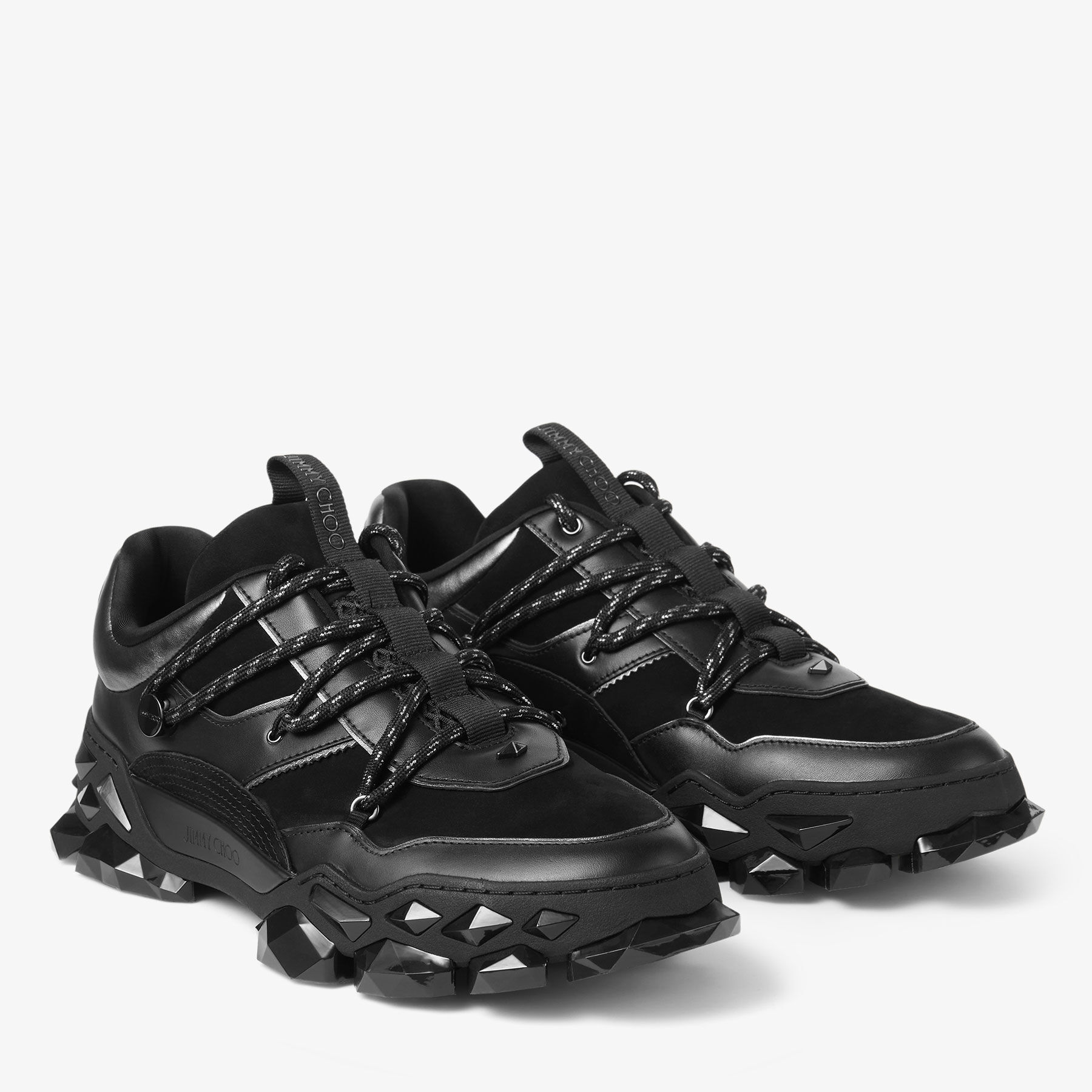 Diamond X II M Black Leather Trainers