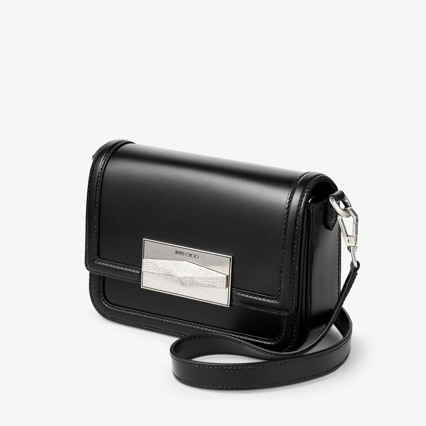 Diamond Crossbody Black Leather Crossbody Bag