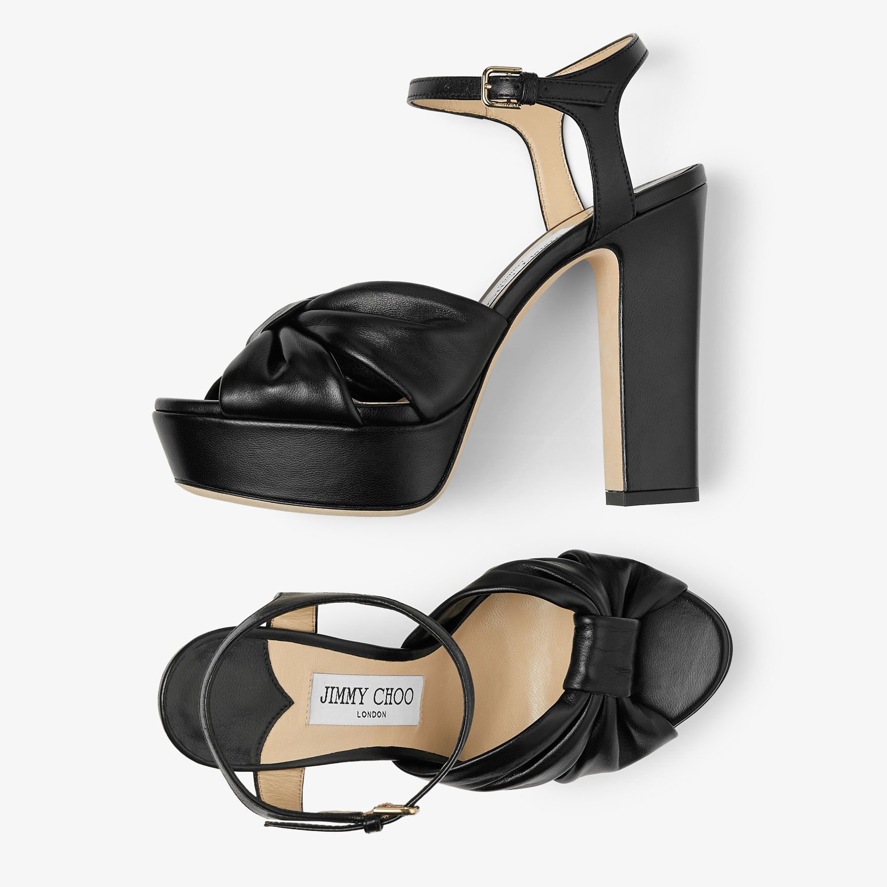 Heloise 120 Black Nappa Leather Platform Sandals