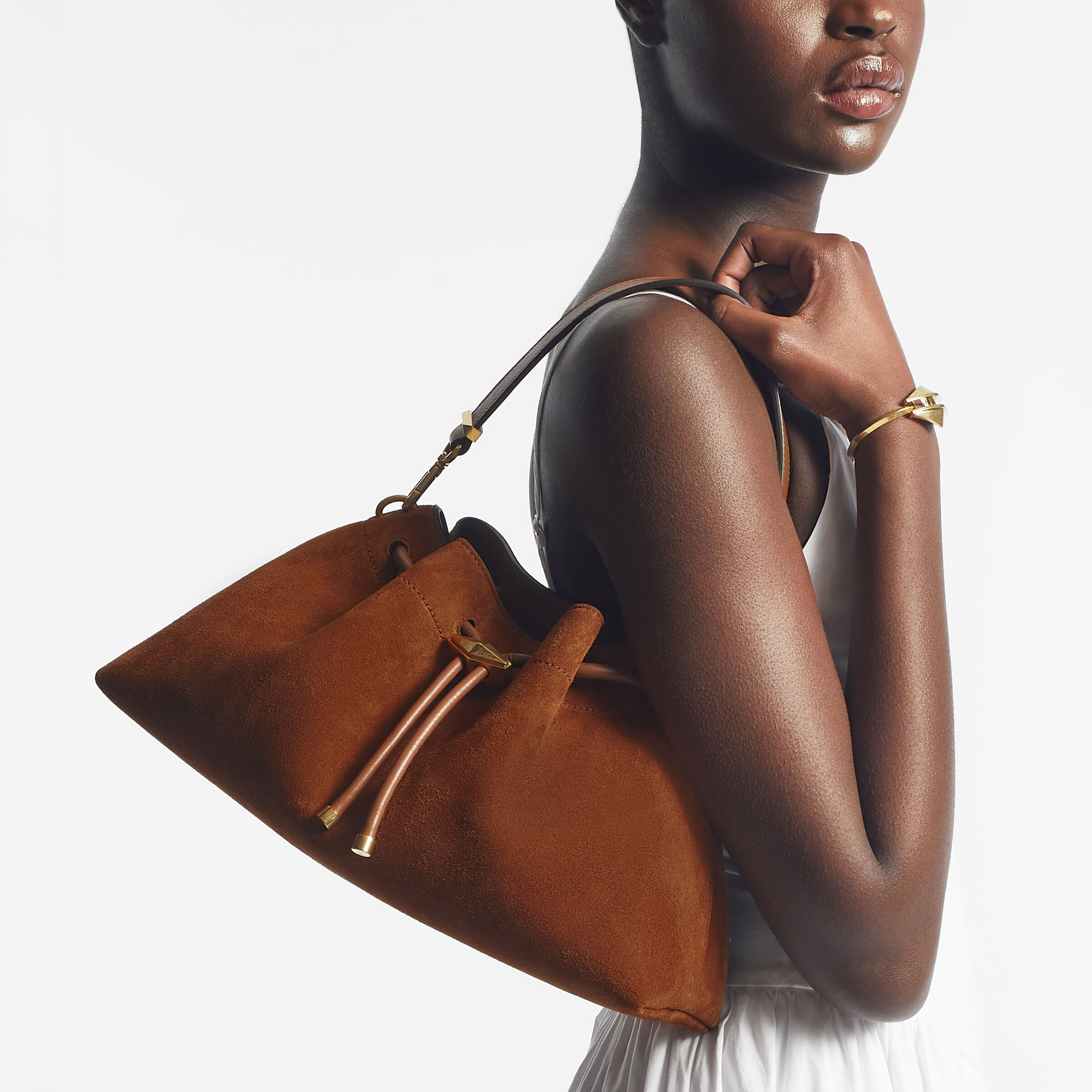 Cinch M Tan Suede Bag