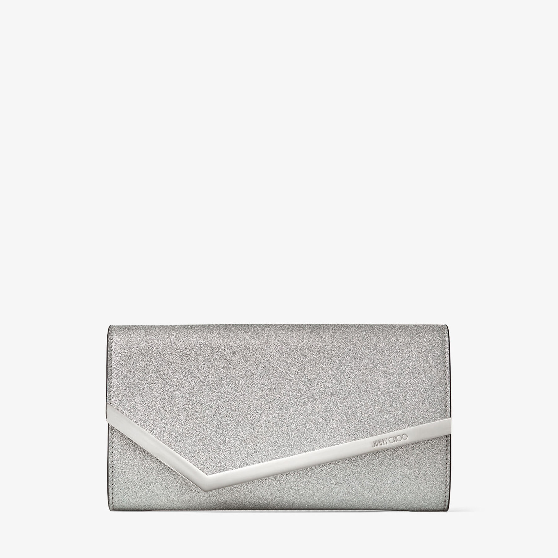 Emmie Silver Fine Glitter Leather Clutch Bag