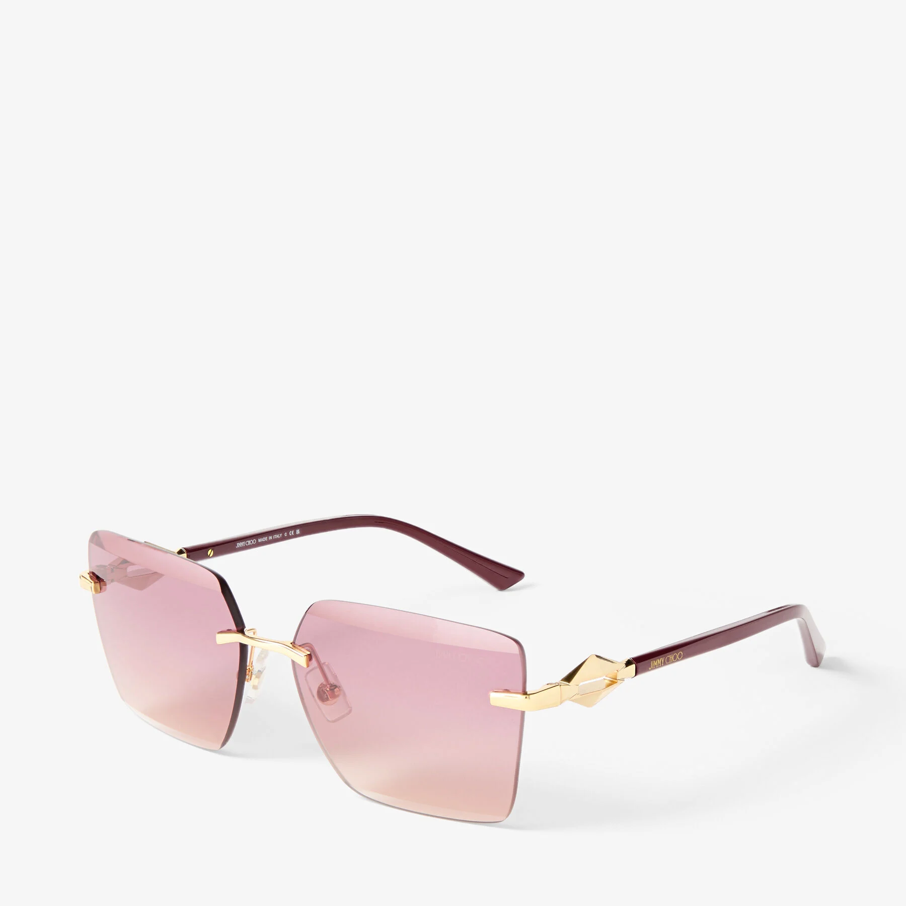Isaline Gold Cranberry Square Sunglasses