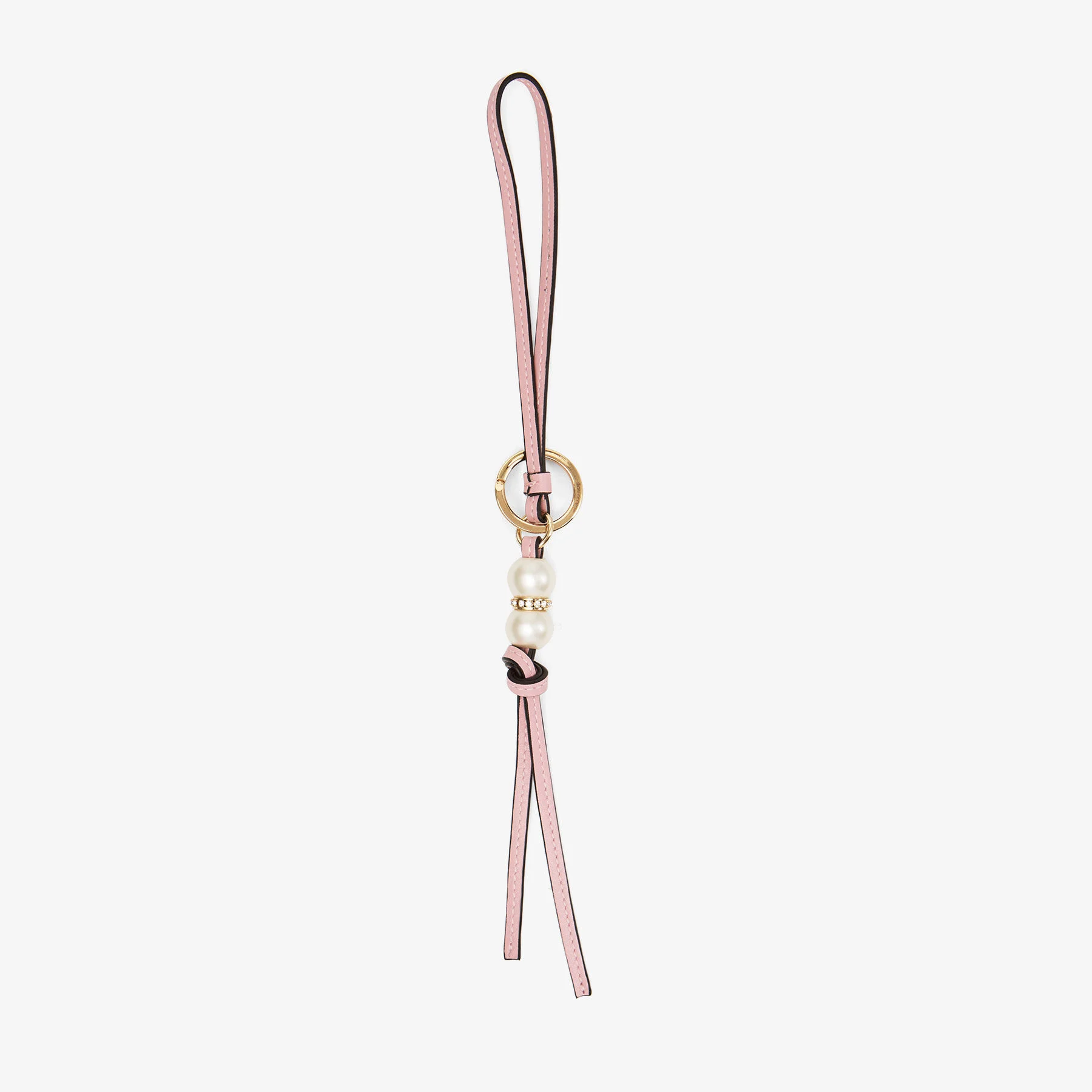 Spheres Charm Rose Leather Pearl Bag Charm