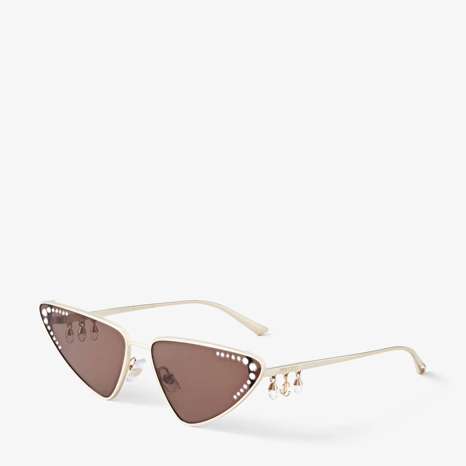 Kristal Pale Gold Cat Eye Sunglasses with Crystals