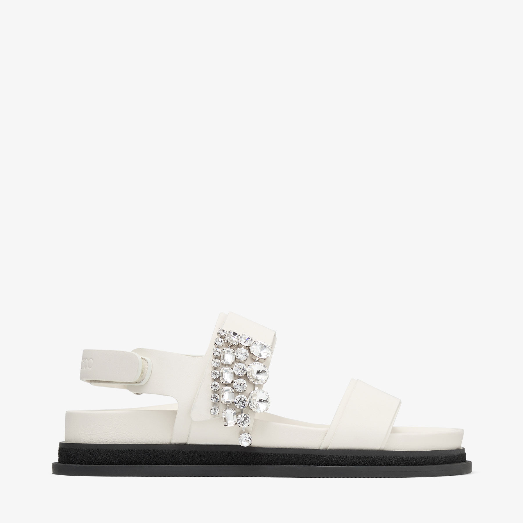 Verity Sandal Flat Latte Leather Crystal Flat Sandals