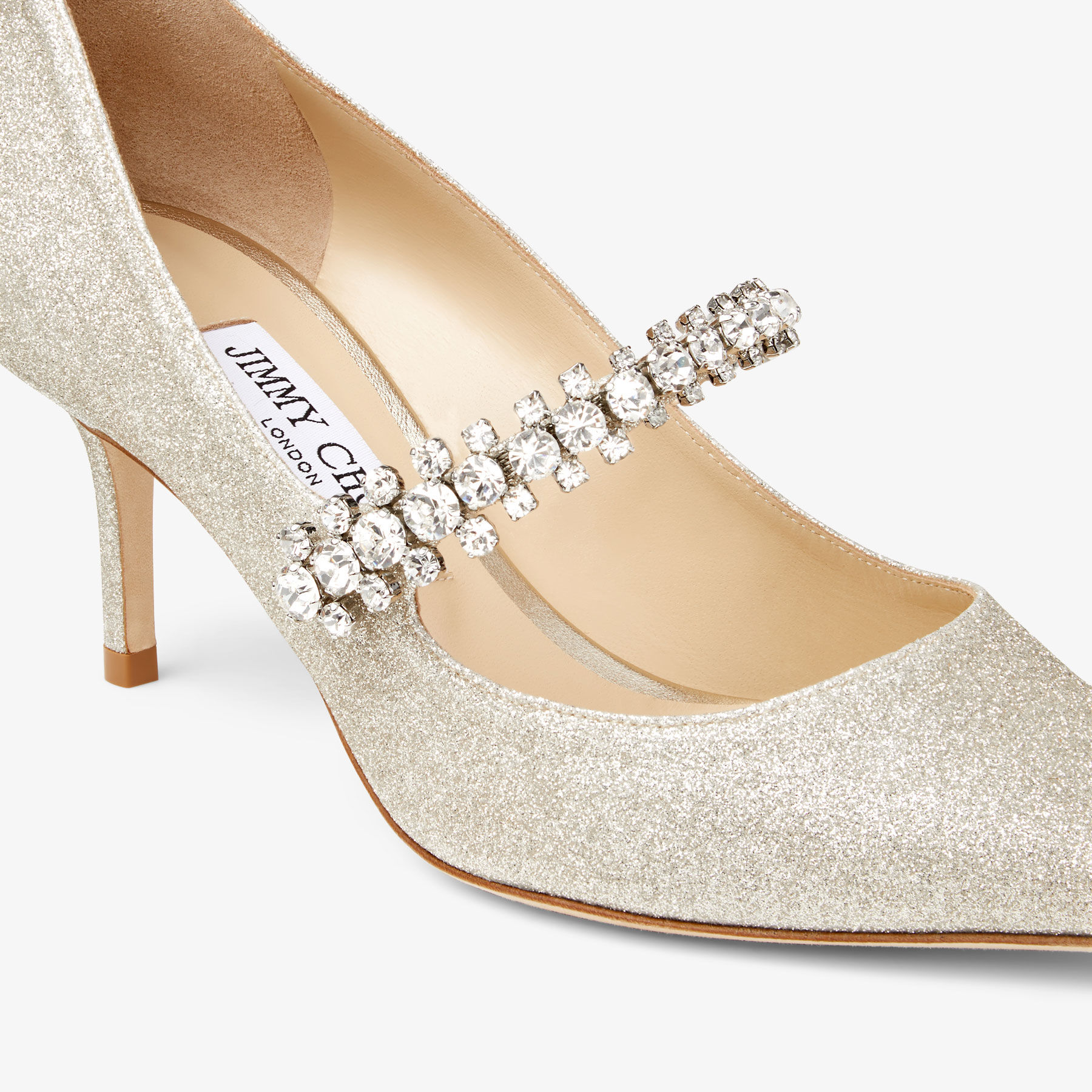 Bing Pump 65 Platinum Ice Dusty Glitter Pumps with crystals