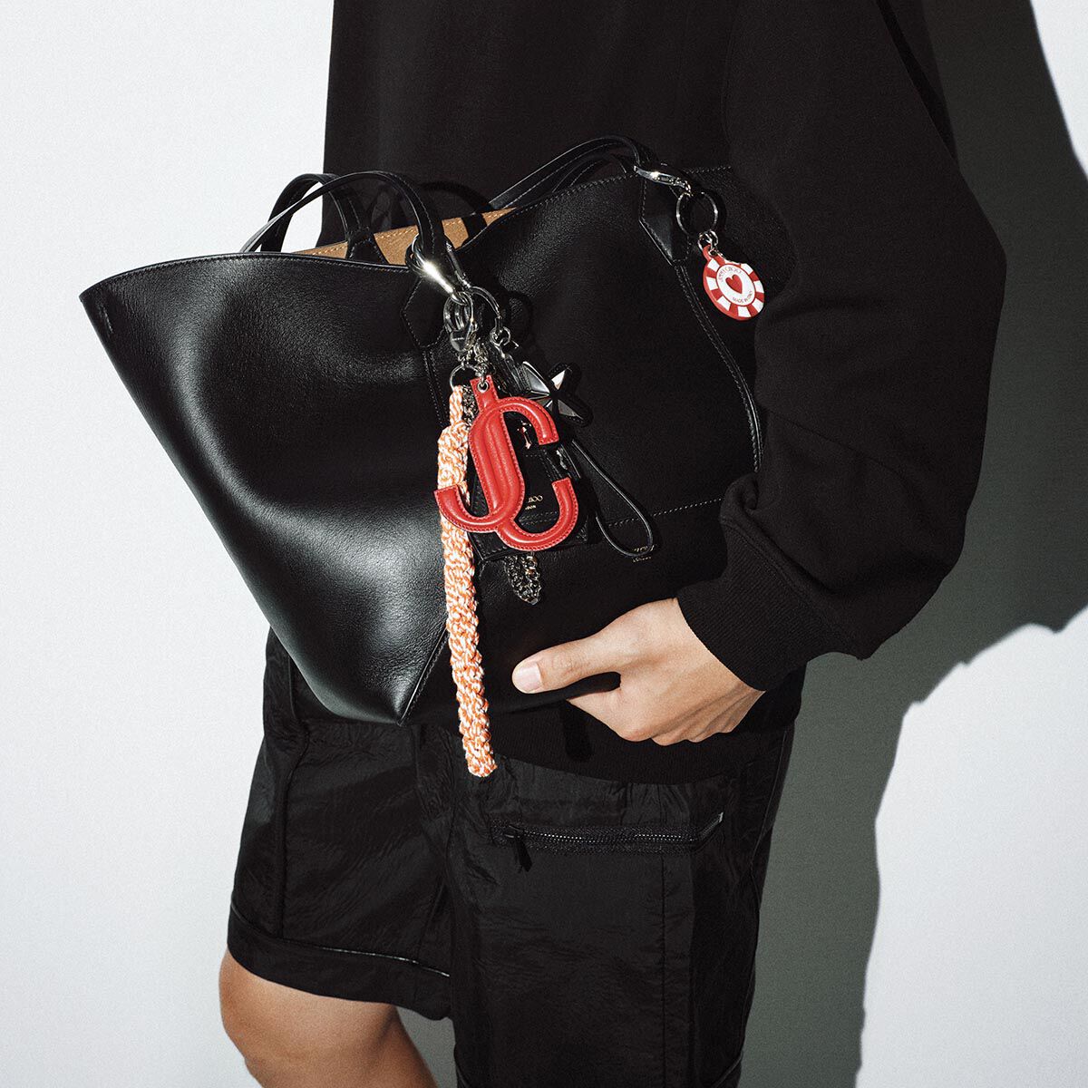 JC Multi Charm Orange & Candy Pink Braided Rope Bag Charm