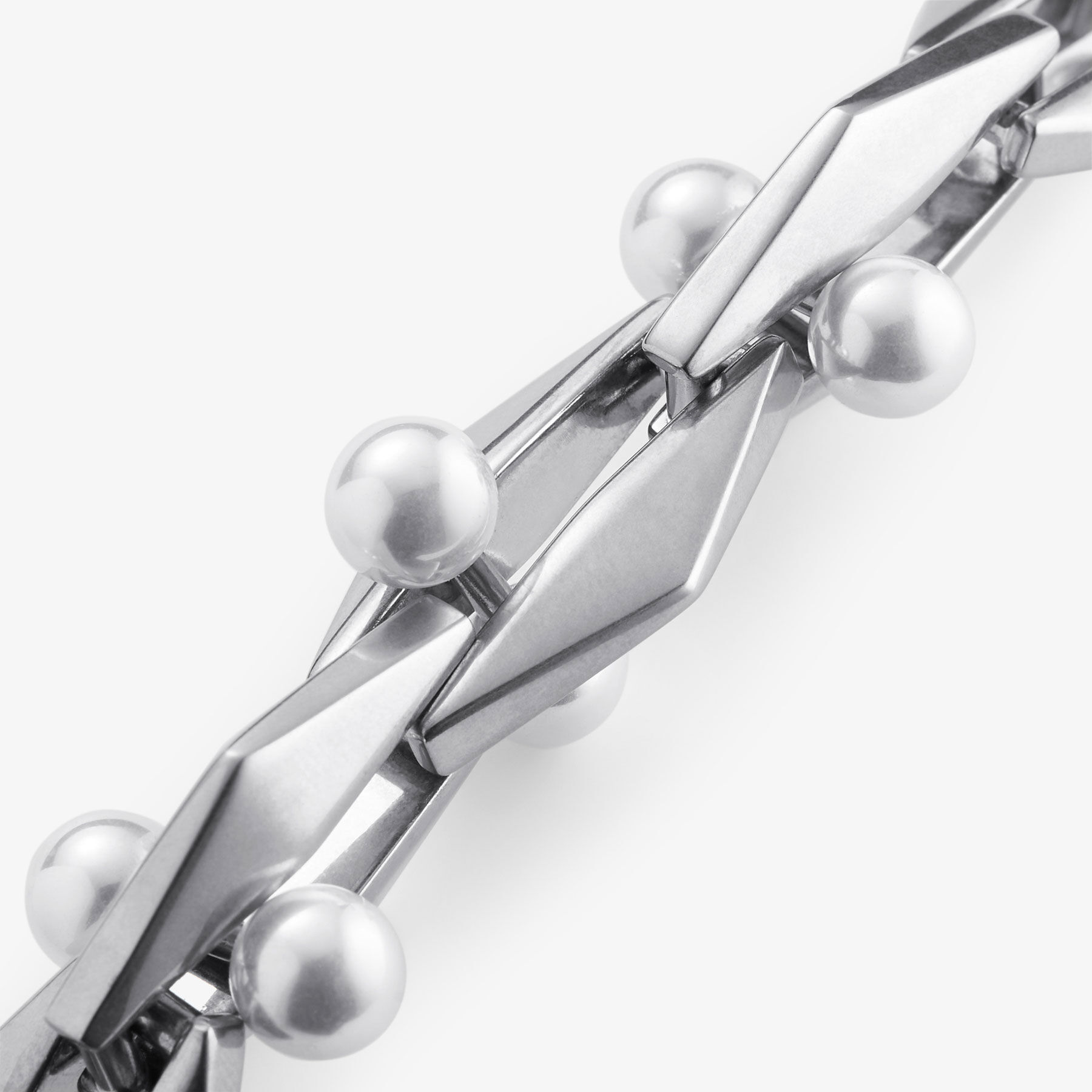 Diamond Chain Necklace Antique Silver Finish Pearl Necklace