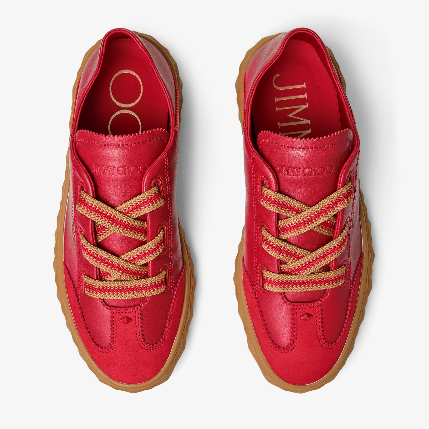 Diamond Light Flex F Ruby Red Leather Trainers
