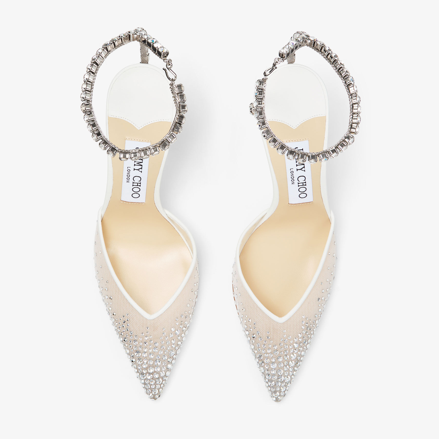 Saeda 100 White Mesh Crystal Pumps