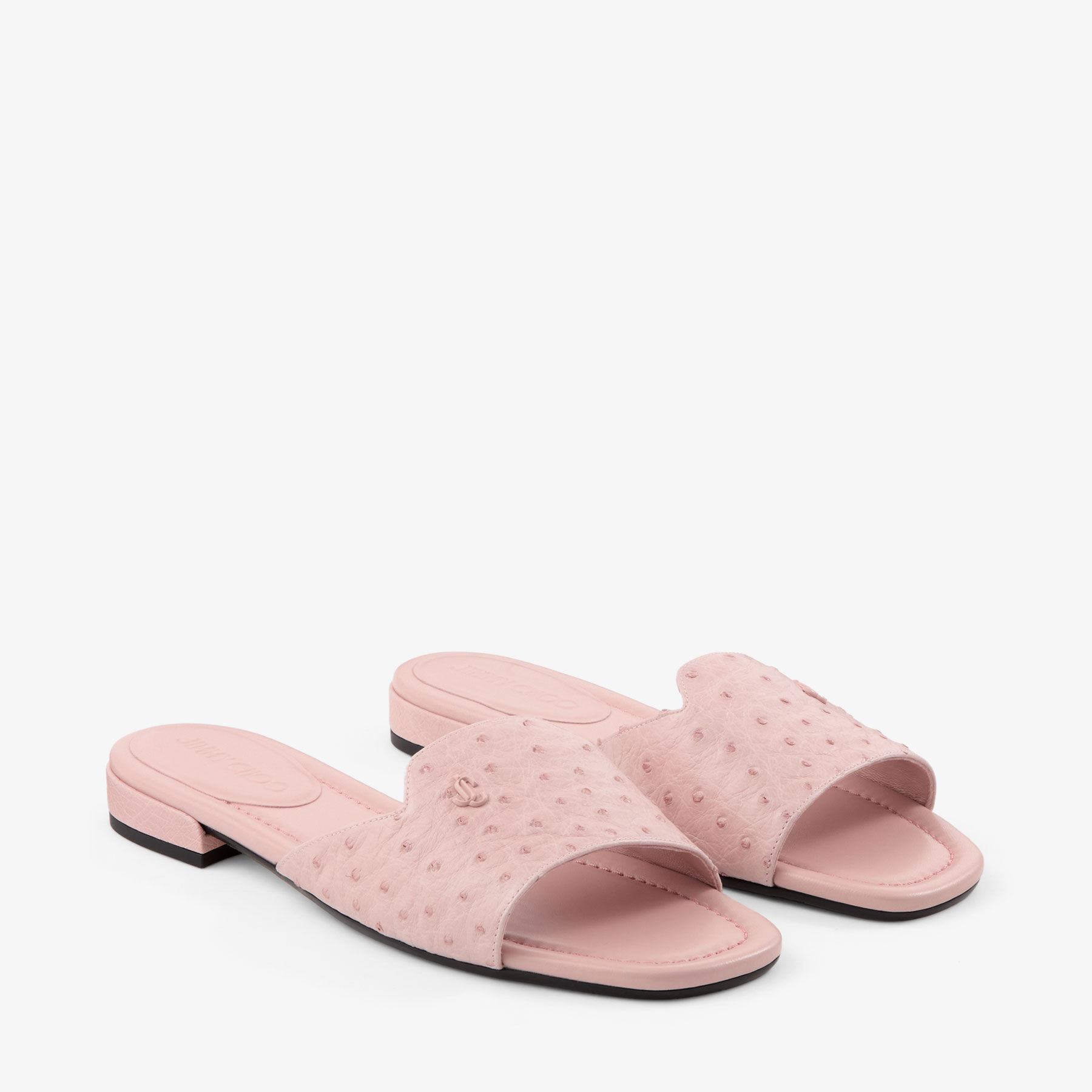 Dina Flat Rose Ostrich Leather Flats
