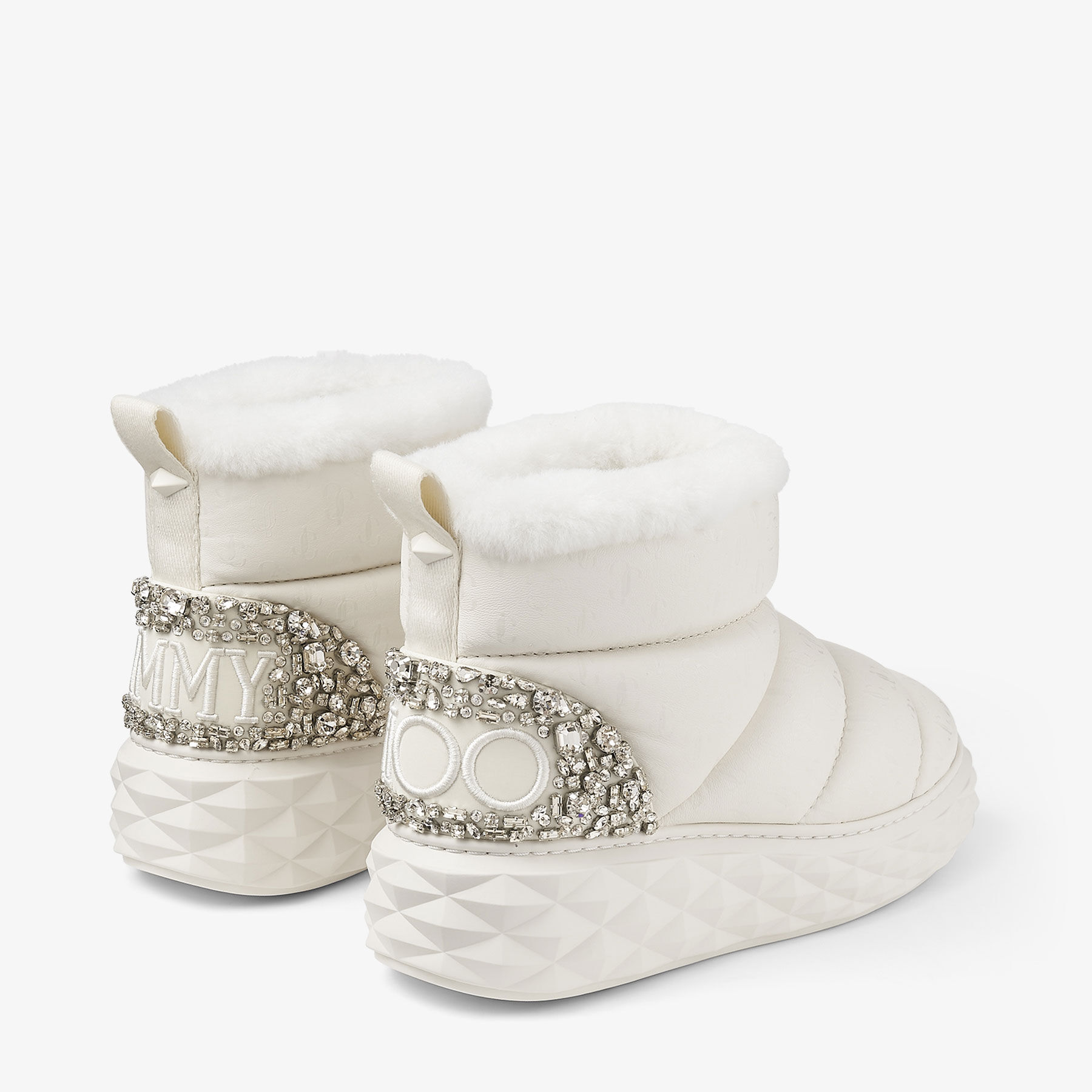 Xan Latte Nappa Leather Crystal Boots