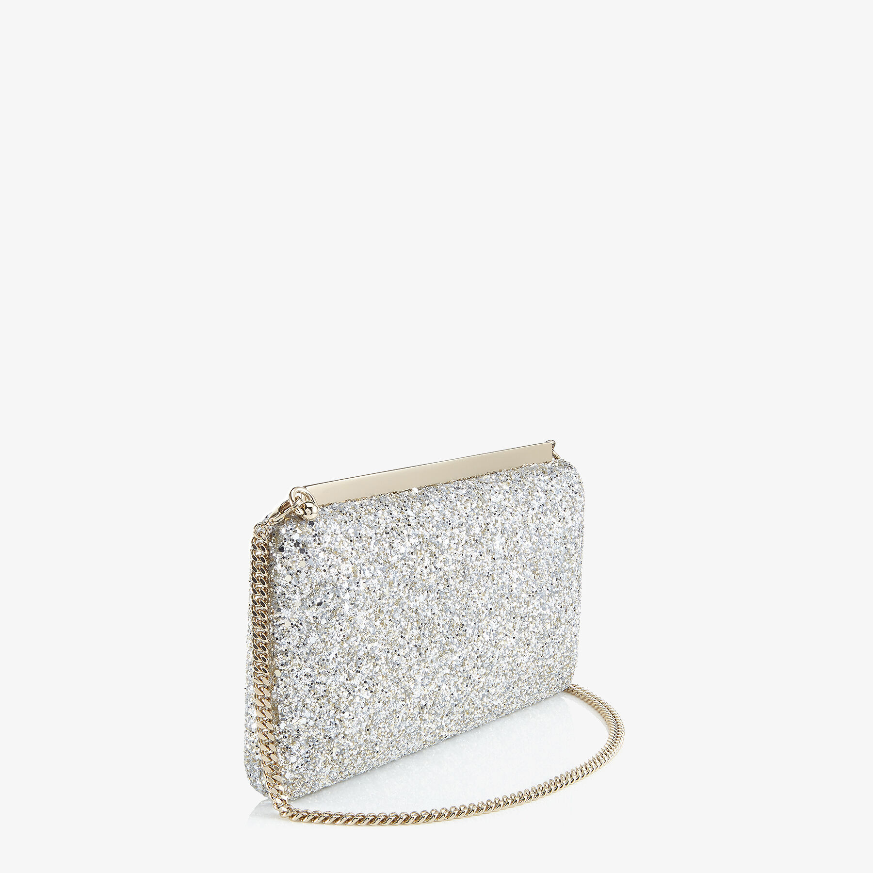 Ellipse Champagne Coarse Glitter Fabric Clutch Bag
