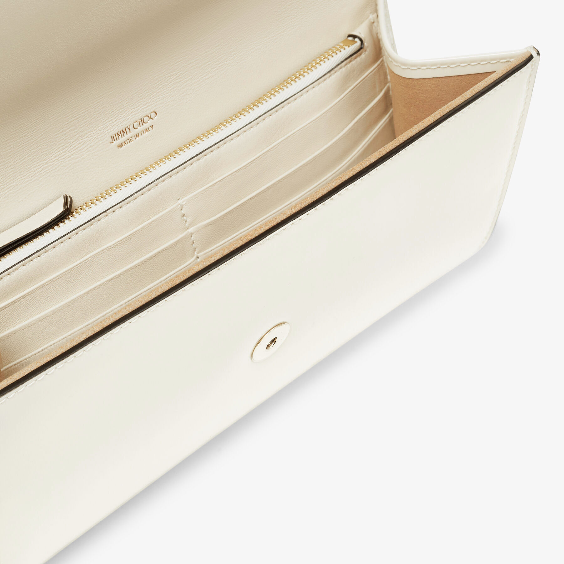 Emmie Latte Patent Leather Clutch Bag