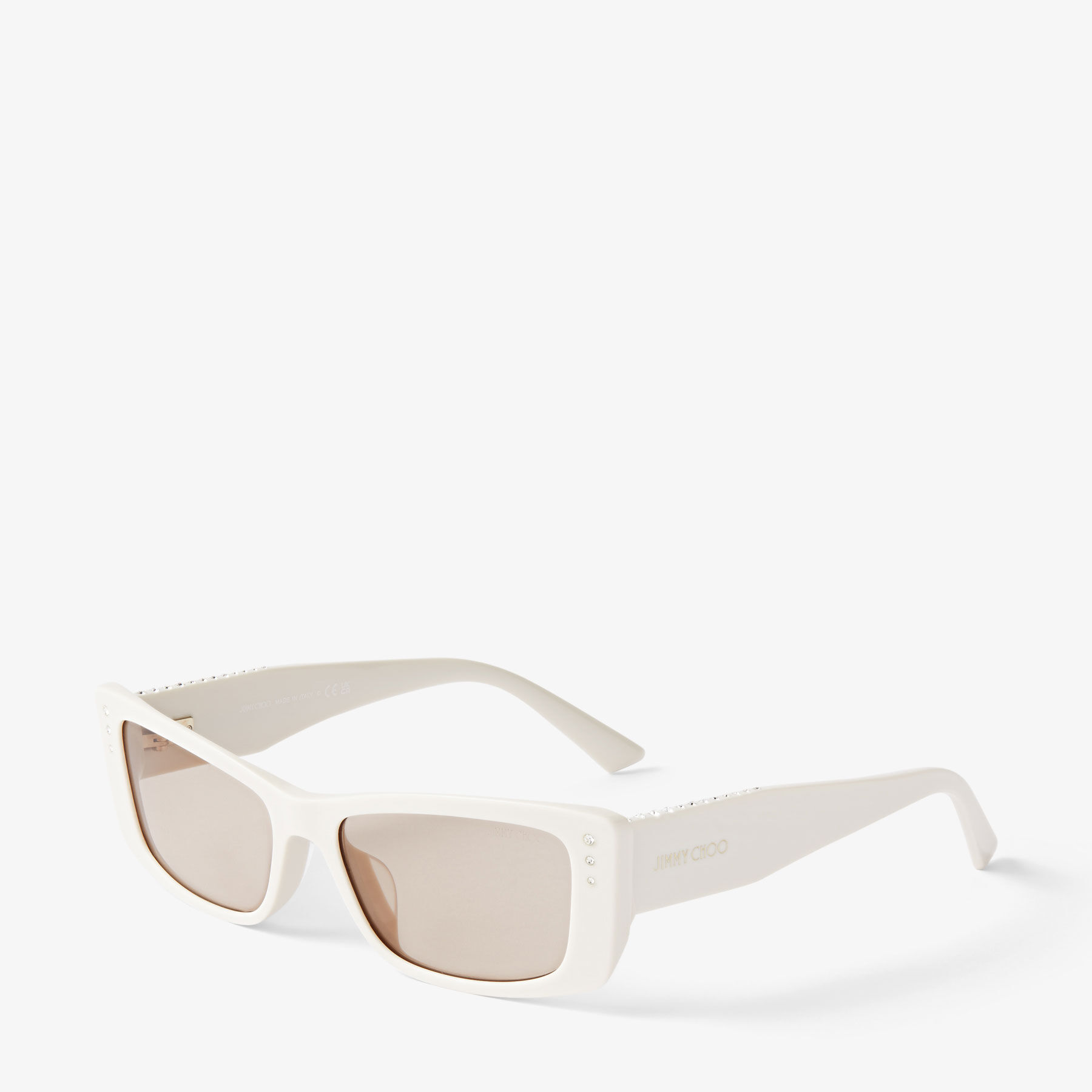 Lexy White Rectangular Sunglasses with Crystals