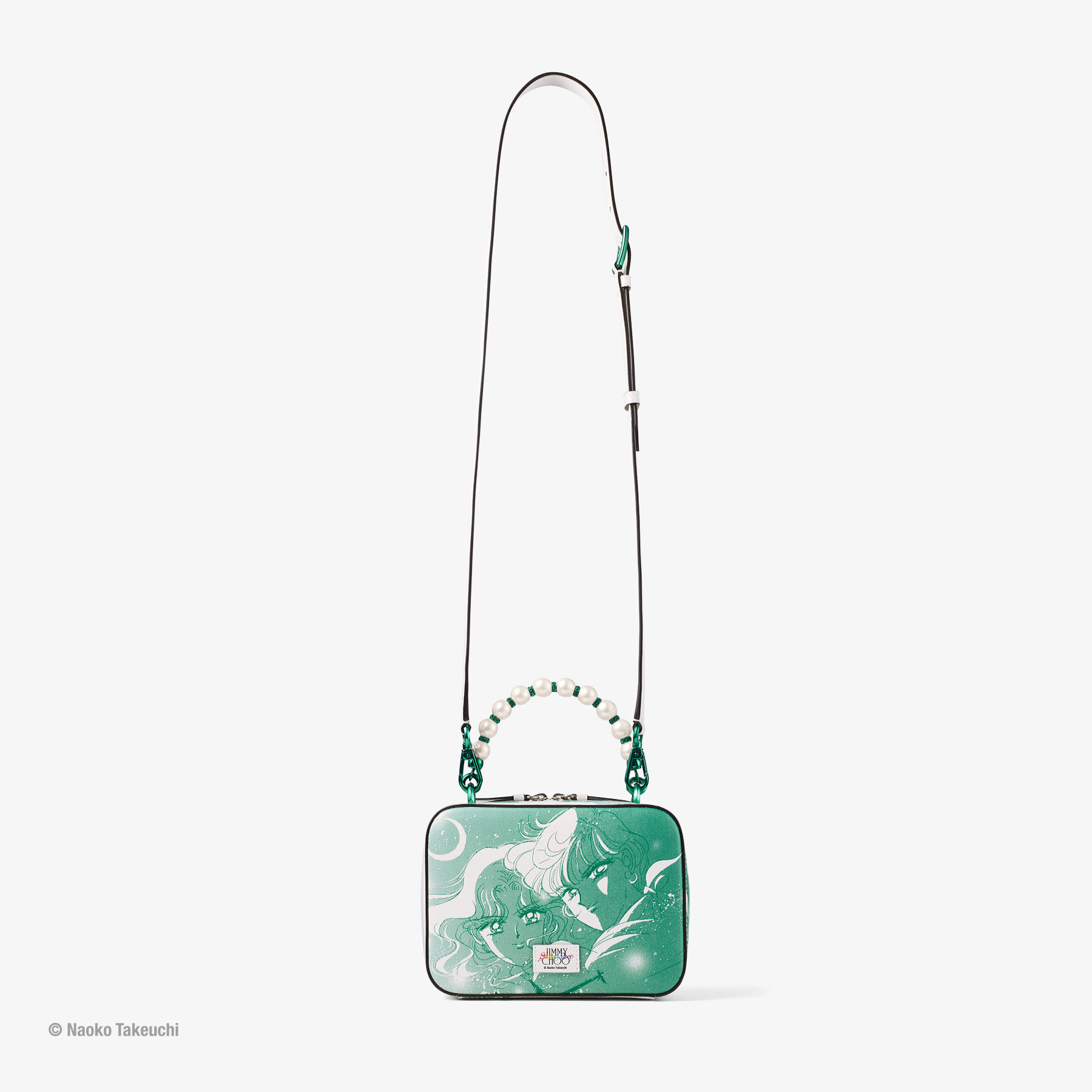 Sailor Neptune Avenue Vanity Bag Emerald Green Manga Print Leather Handbag