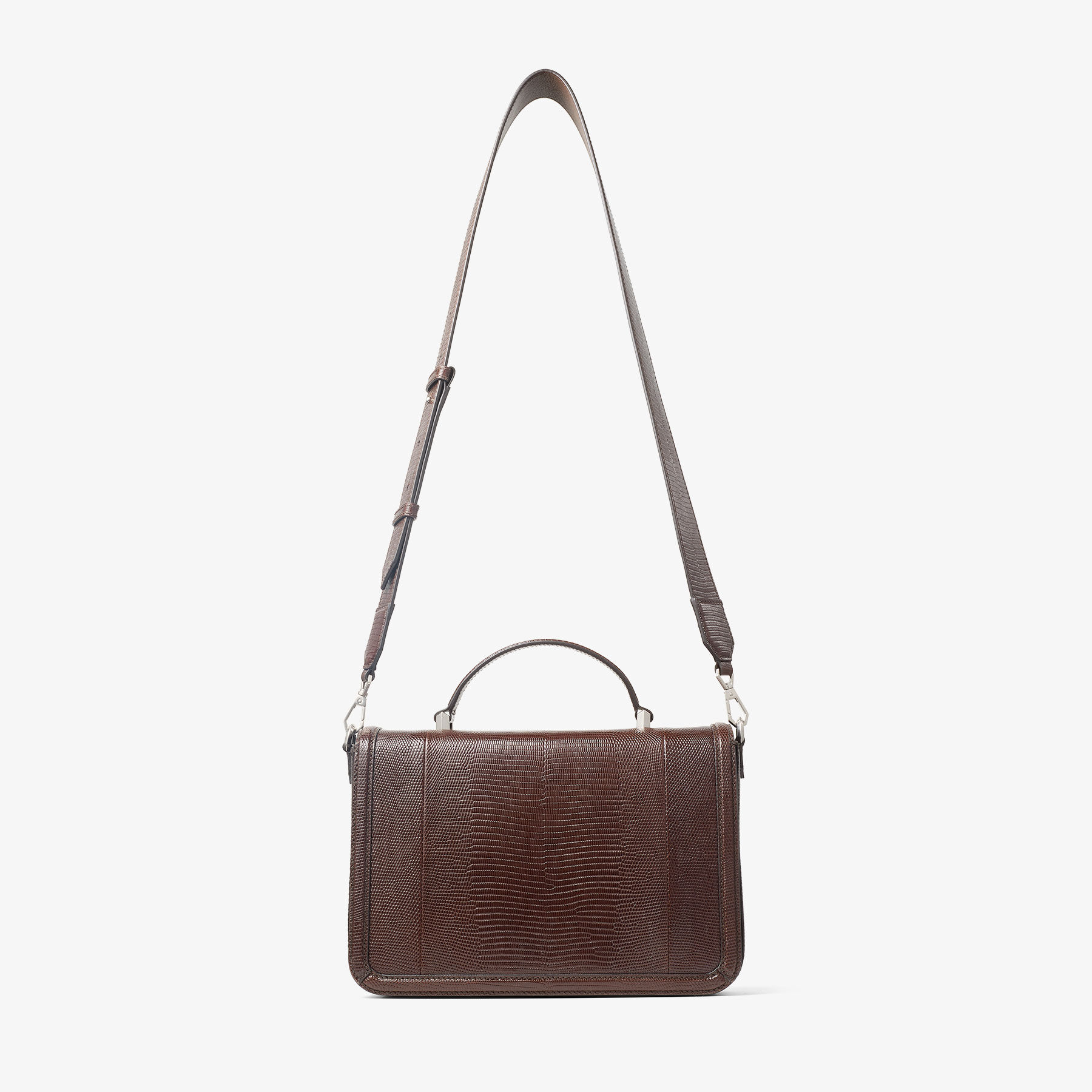 Diamond Top Handle Coffee Lizard Printed Leather Bag