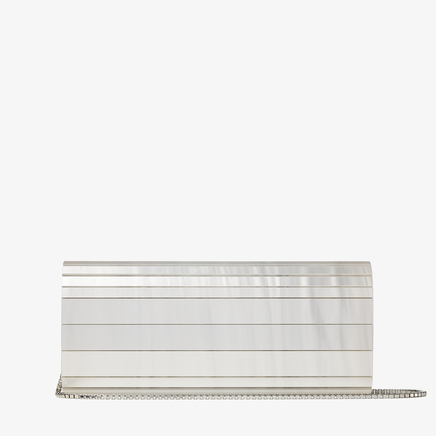 Sweetie Ivory Mother of Pearl Clutch Bag with Silver Chain Strap