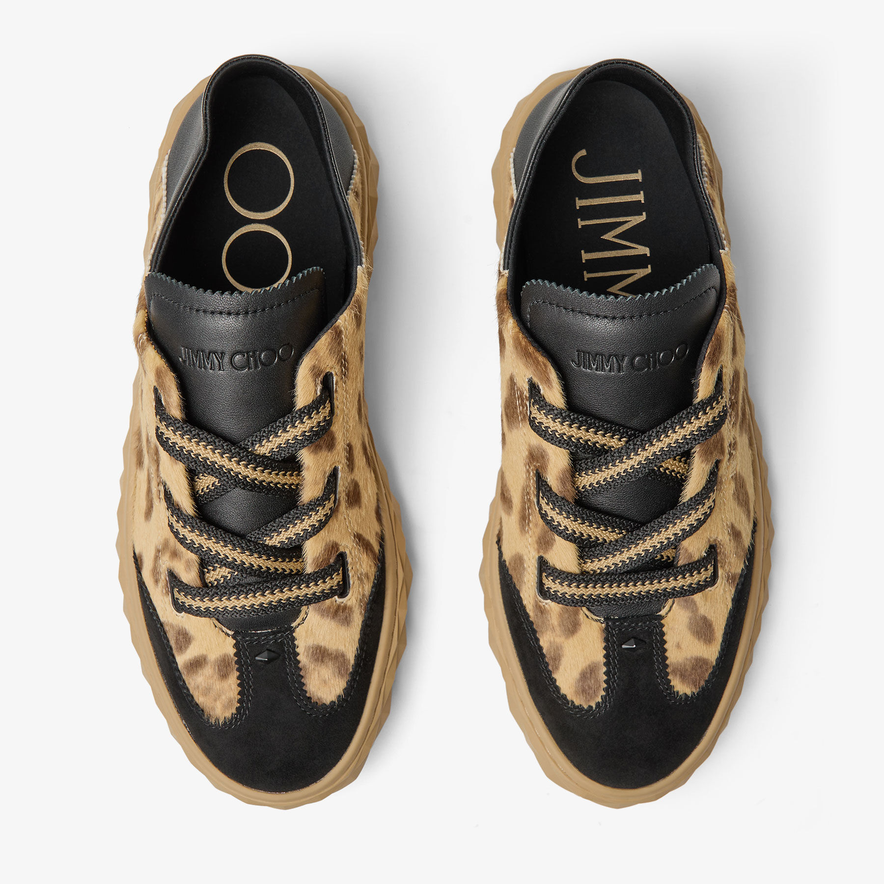 Diamond Light Flex F Natural Leopard Print Pony Leather Trainers