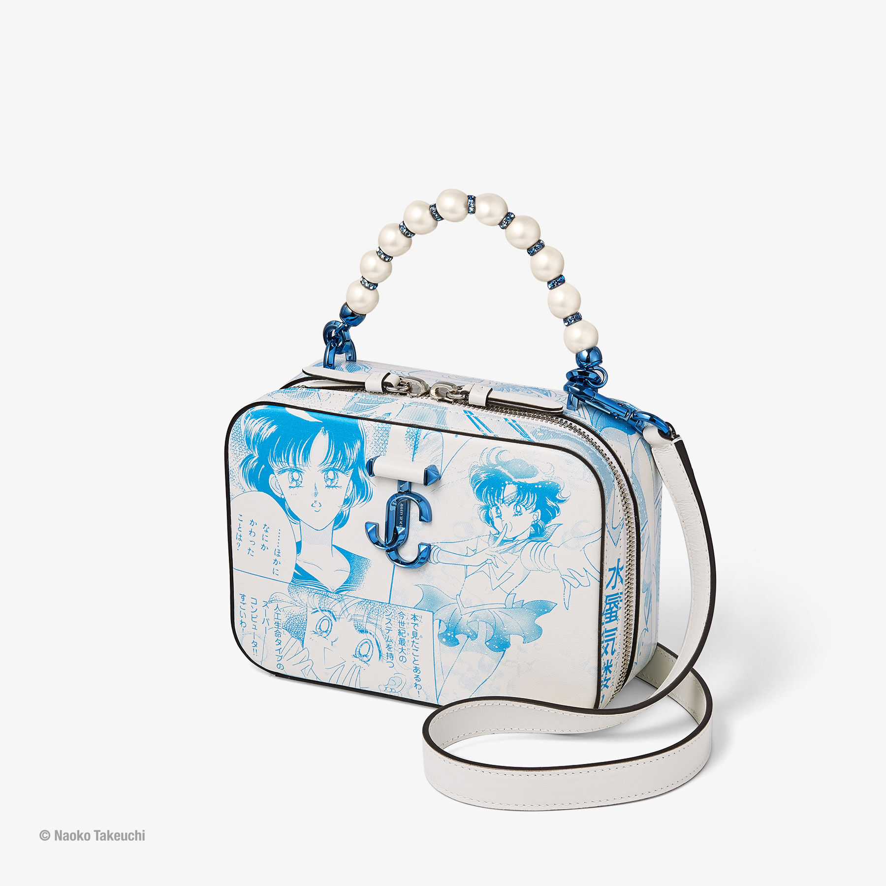 Sailor Mercury Avenue Vanity Bag Light Blue Manga Print Leather Handbag
