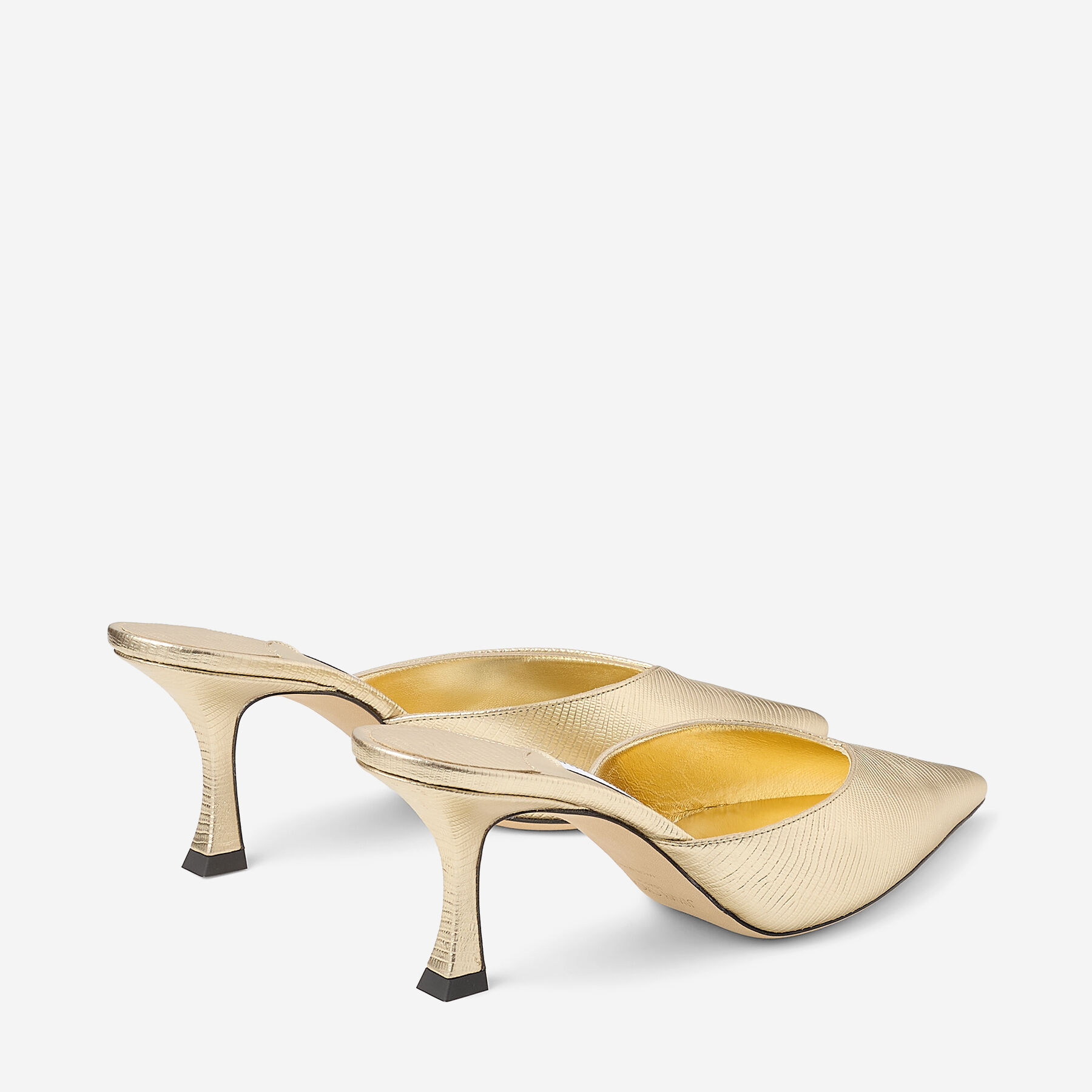 Solar 70 Gold Lizard Printed Leather Mules