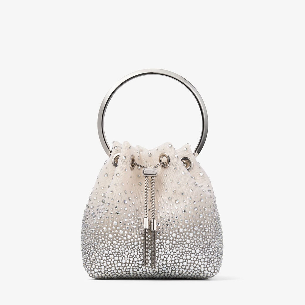 Bon Bon White Crystal Mesh Handbag